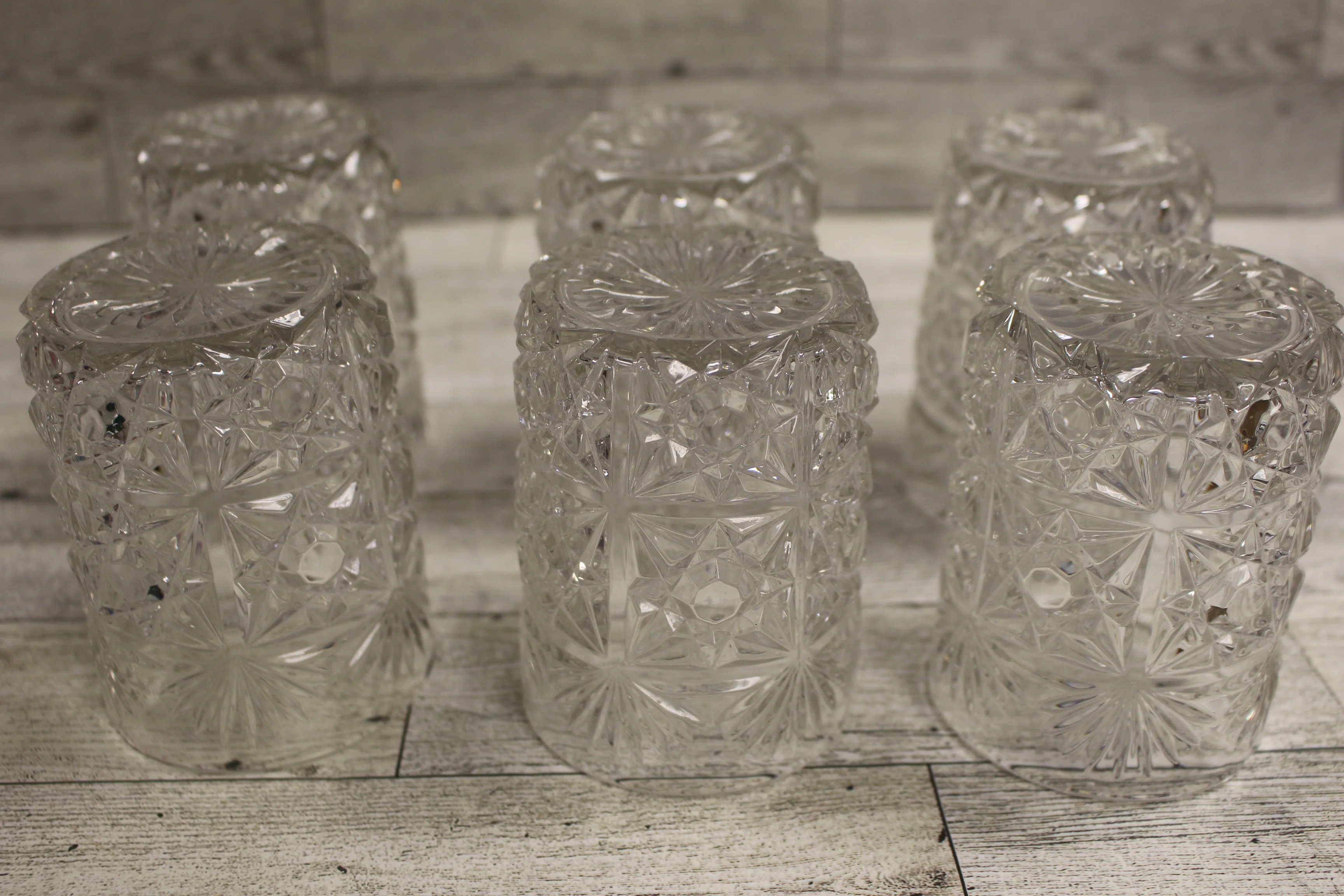 Set of 6 Crystal Starburst Old Fashion Glasses Cups - Clear - Used - Image 4