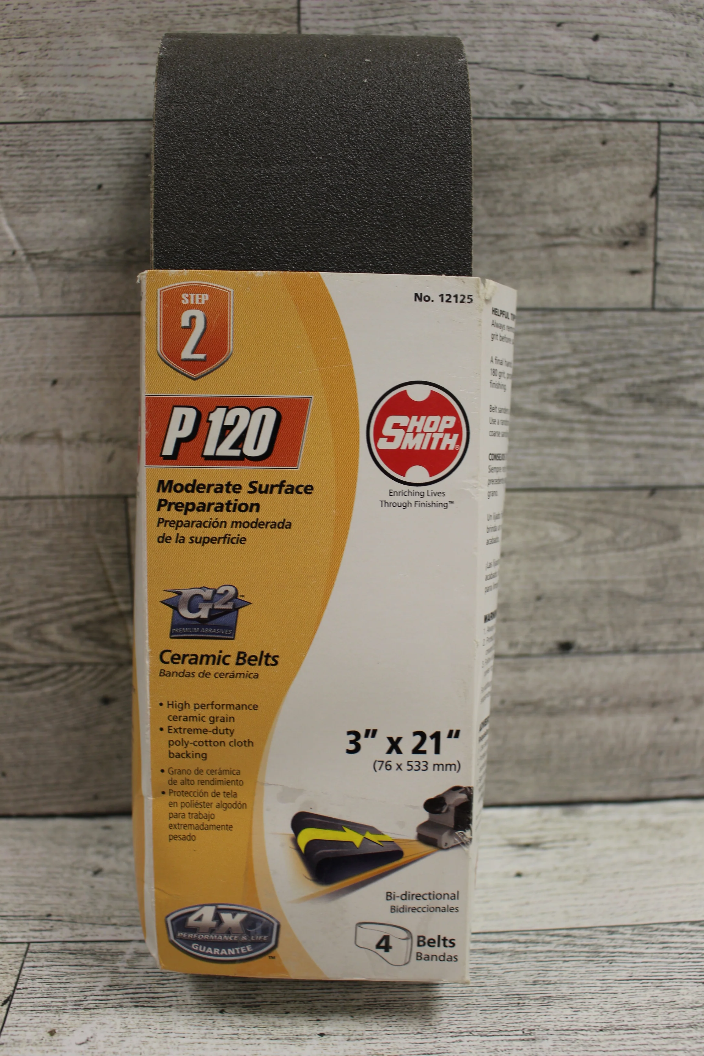 Shop Smith P120 Ceramic Belt - 12125 - 3" x 21" - Moderate Surface Prep -4 Belts