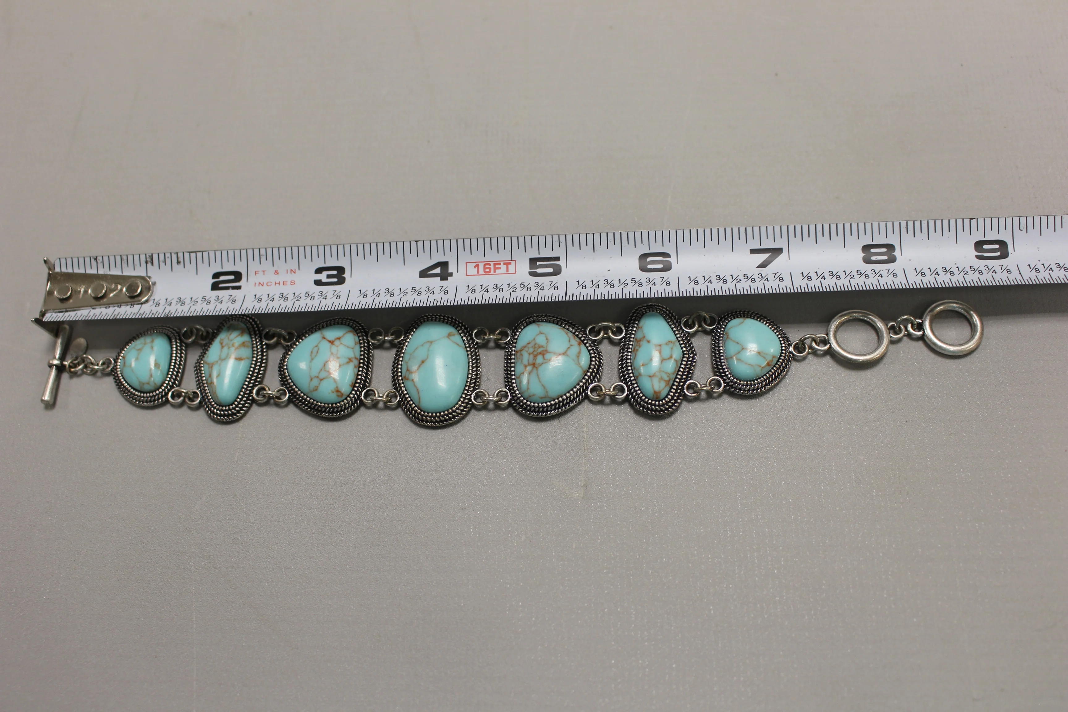 Silver-Tone Faux Turquoise Necklace, Bracelet, and Earrings Set - Used - Image 12