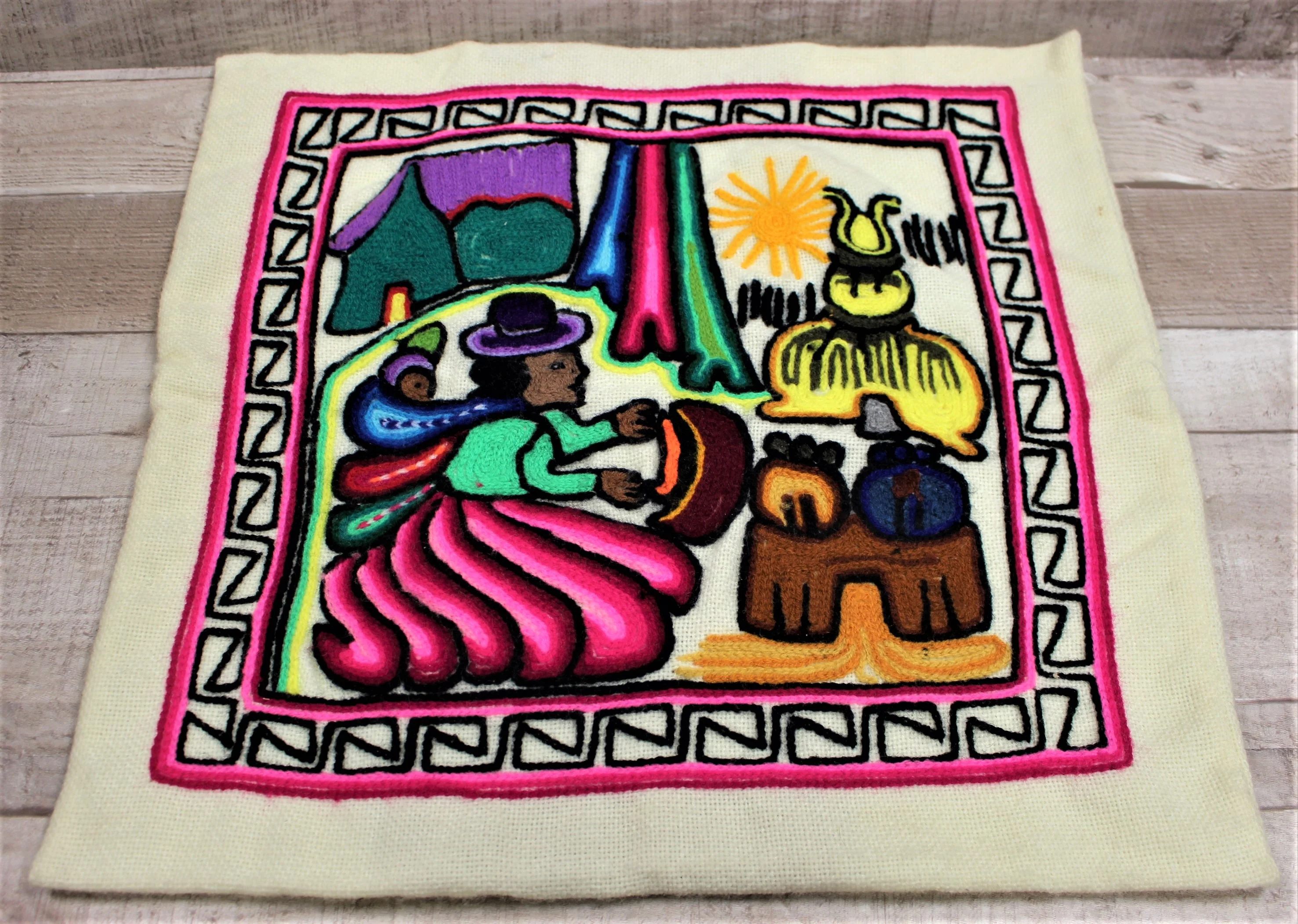South American Themed Decorative Folk Art Inspired Needle Work Case Cover