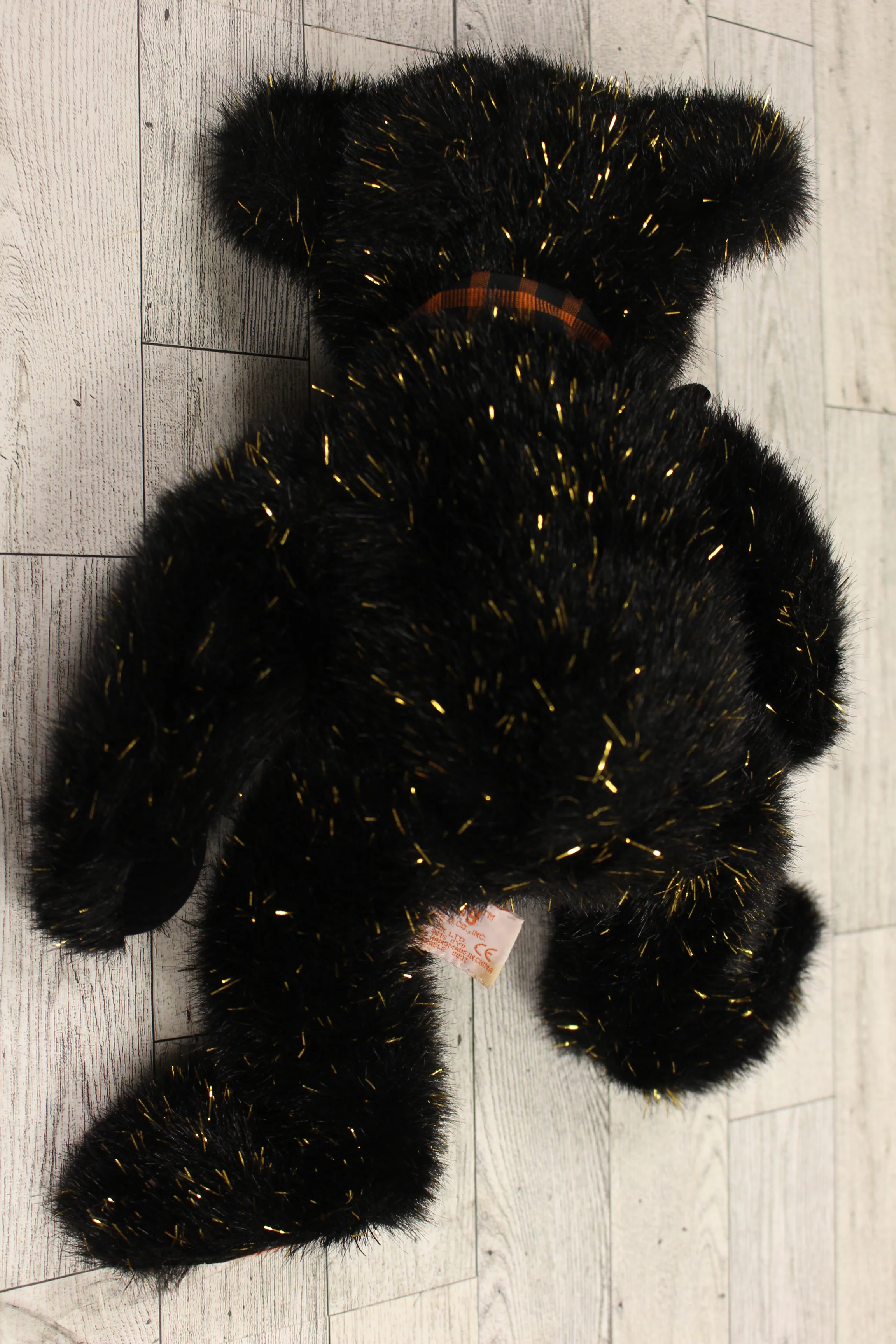 Sparky The Halloween Teddy Bear by Russ Berrie - 13" - Gold Metallic -Used - Image 4