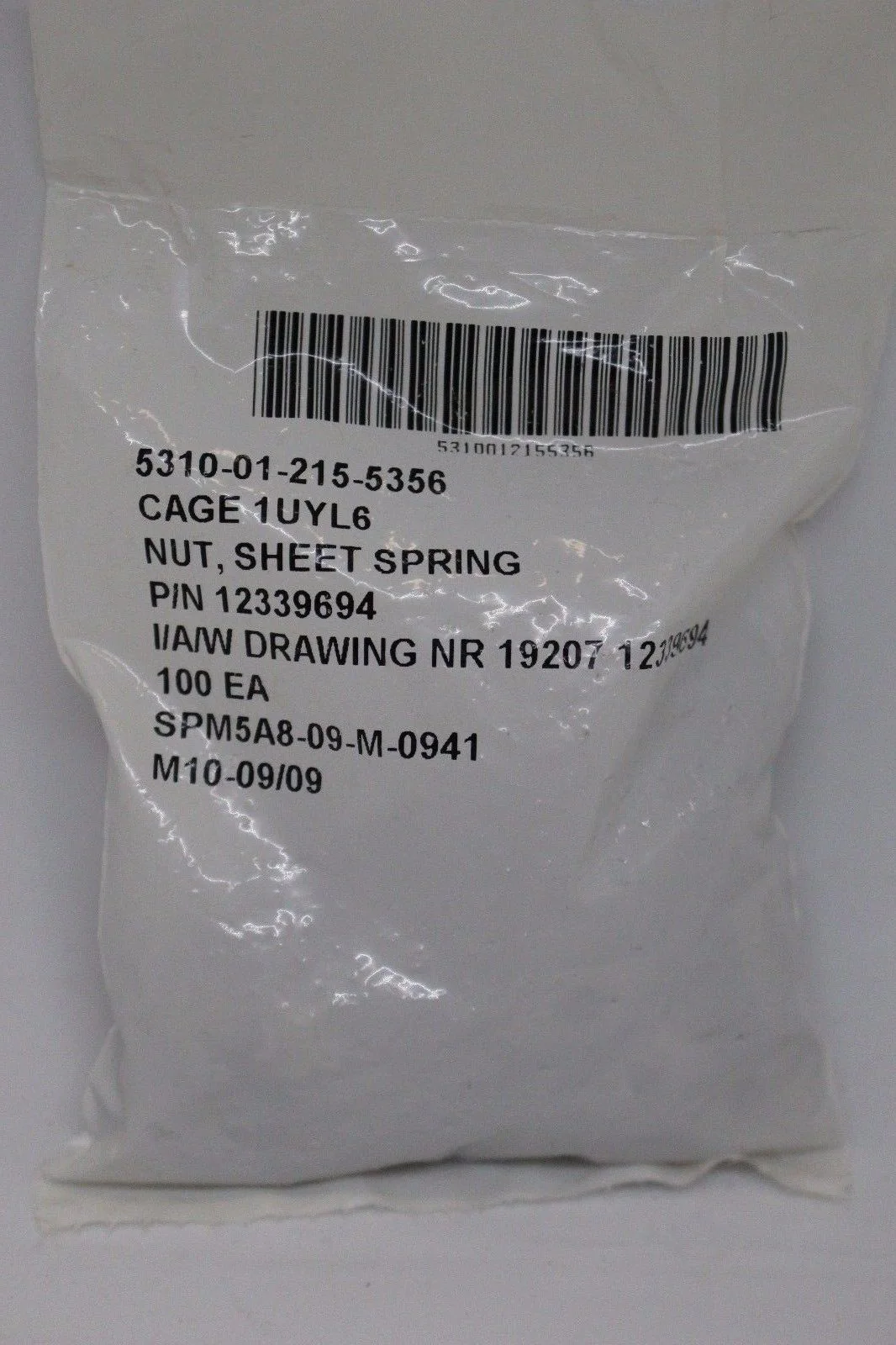 Spring Sheet Nuts Fold Over Clips, P/N 12339694,12339425, Package of 100 - Image 2