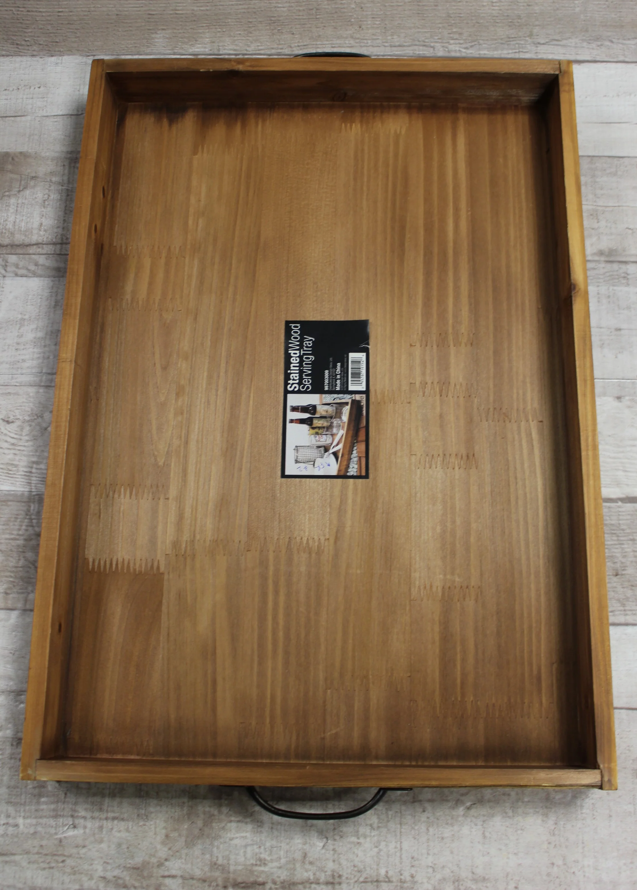 Stained Wood Serving Tray - Brown - New