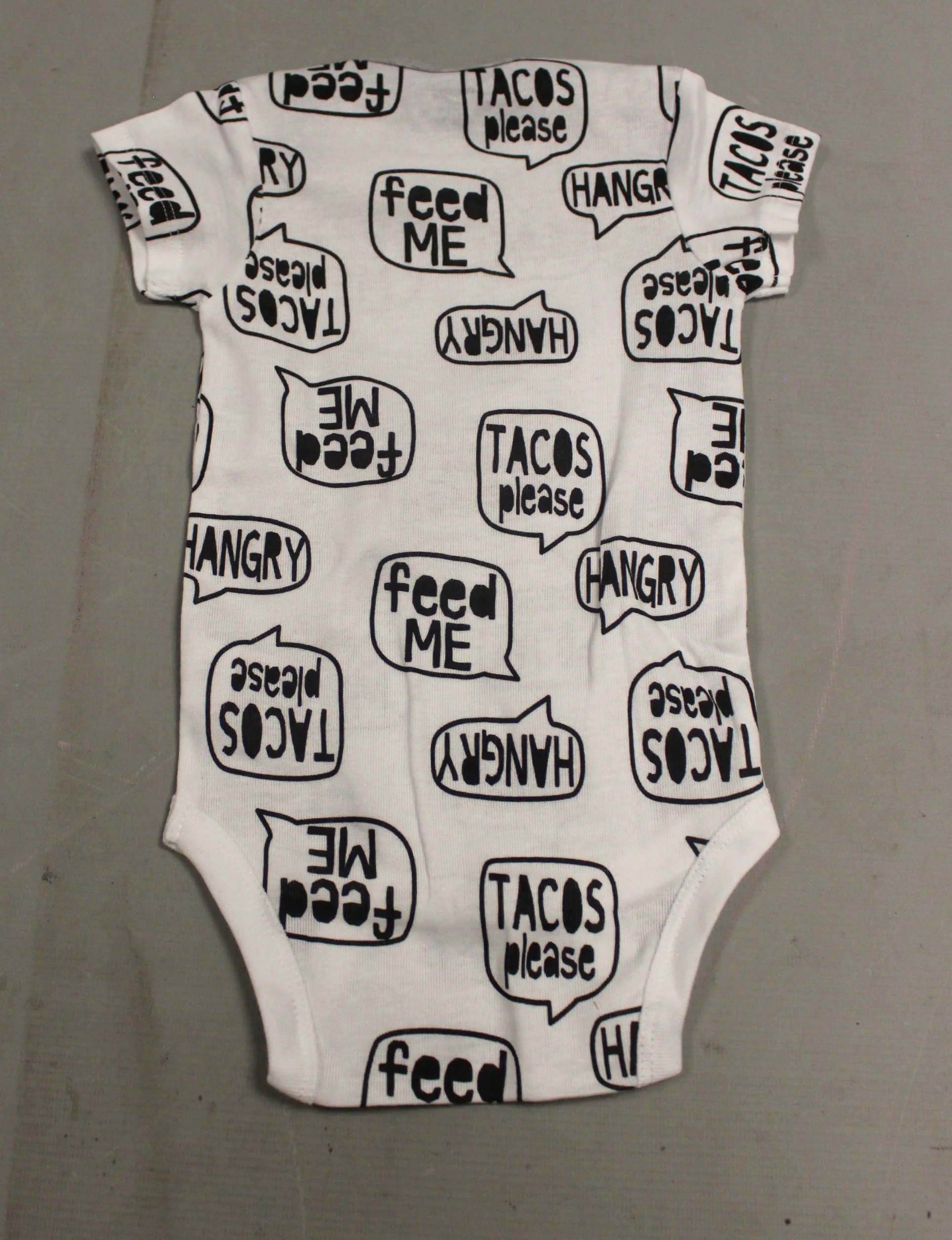 "Tacos Please, Feed Me, Hangry" Baby One Piece - Short Sleeve - 12 Months - New - Image 2