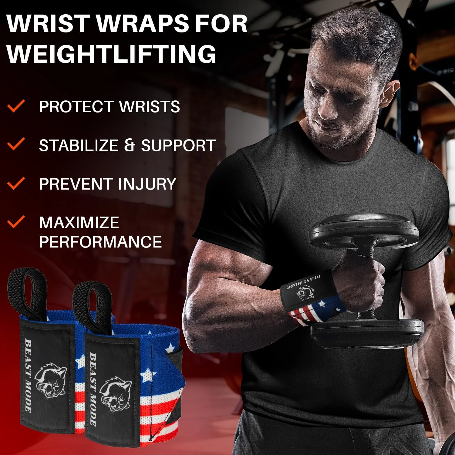 TECEUM Weightlifting 18" Wrist Wraps with Thumb Loop –Powerlifting Bodybuilding - Image 3