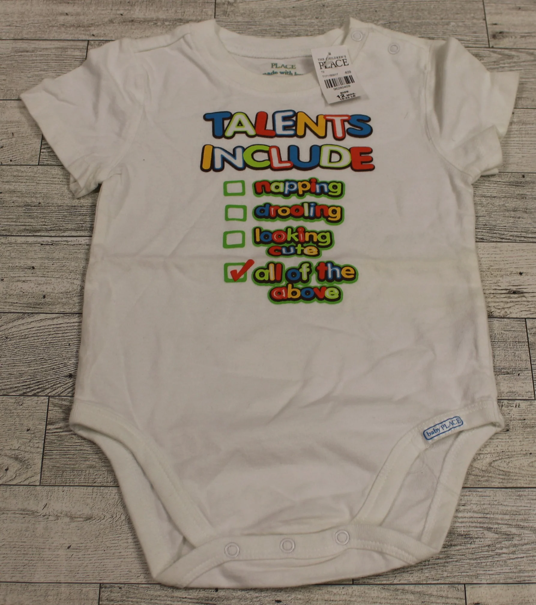 The Children's Place Short Sleeve Body Suits - 12 Months - Choose Design - New - Image 5