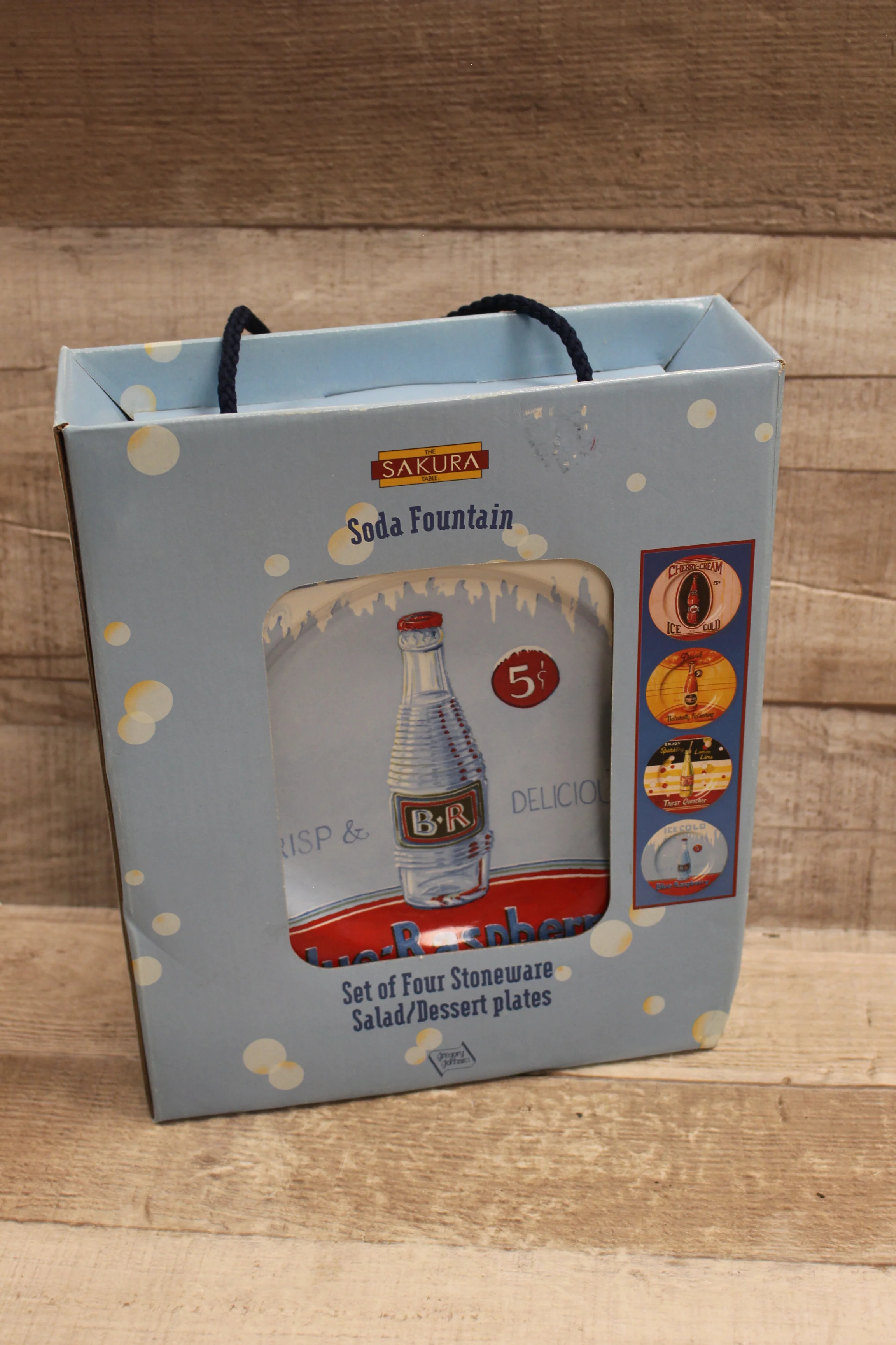 The Sakura Table Soda Fountain Design Dishes Set Of 4 -New