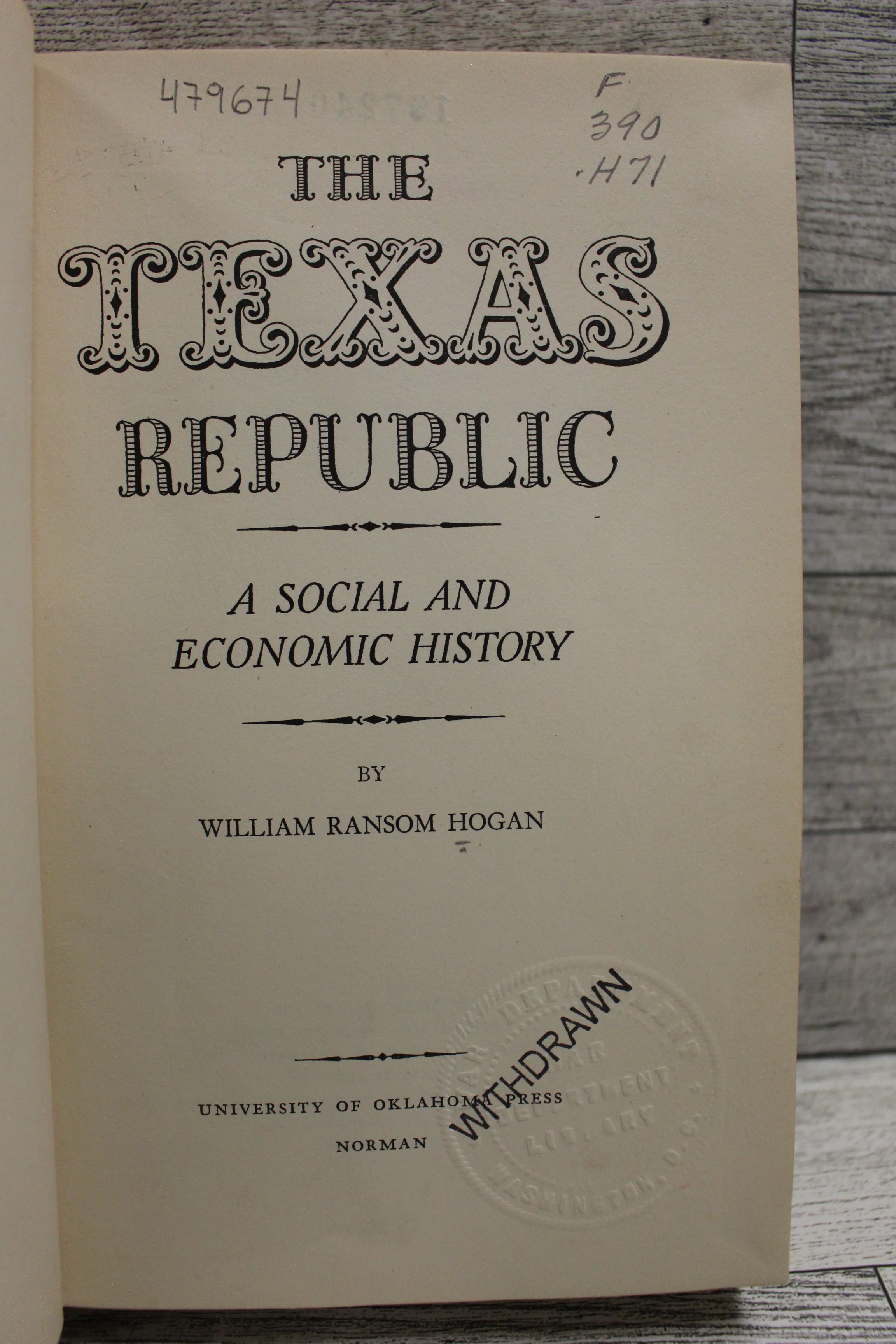 The Texas Republic: A Social and Economic History - William Ransom Hogan - Hard - Image 6