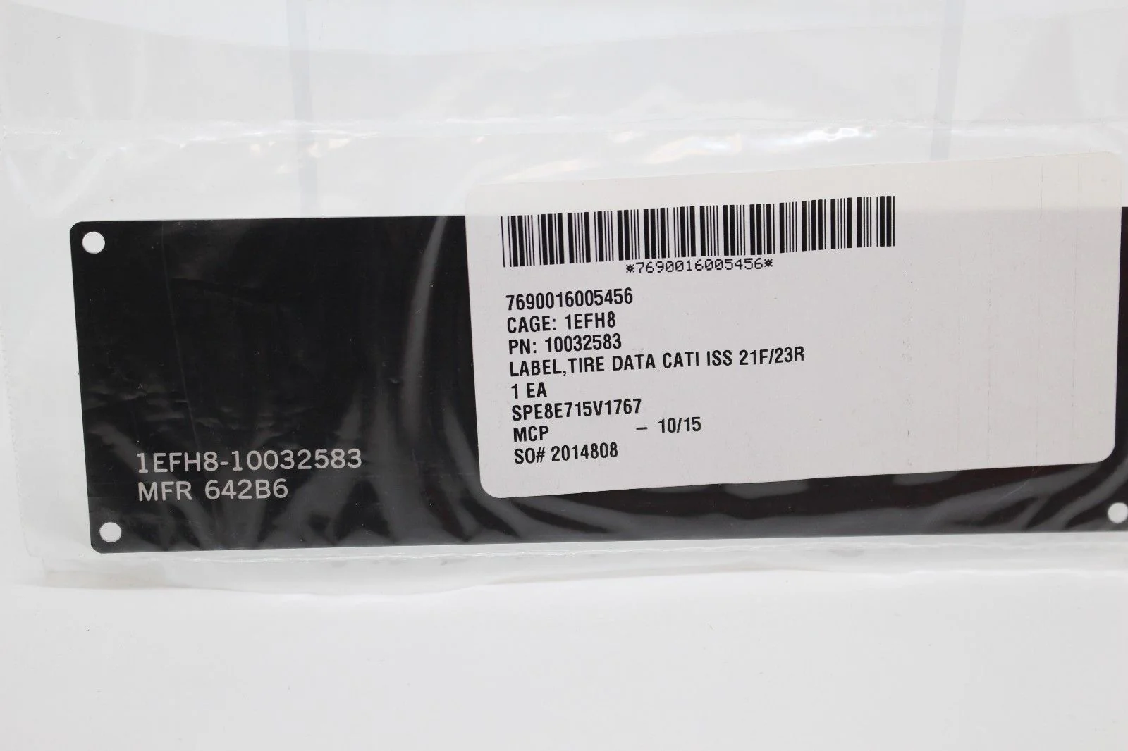 Tire Data CATI ISS 21F/23R Label, Max Tire Pressures, Highway, Cross County, New - Image 2