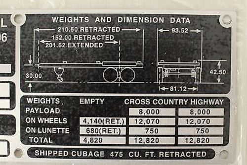 Trailer Bolster Identification Plate, NSN 9905-00-798-1208, New! - Image 2