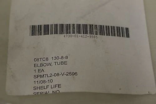 Tube Elbow, NSN 4730-01-412-9585, P/N 13088, NEW! - Image 4