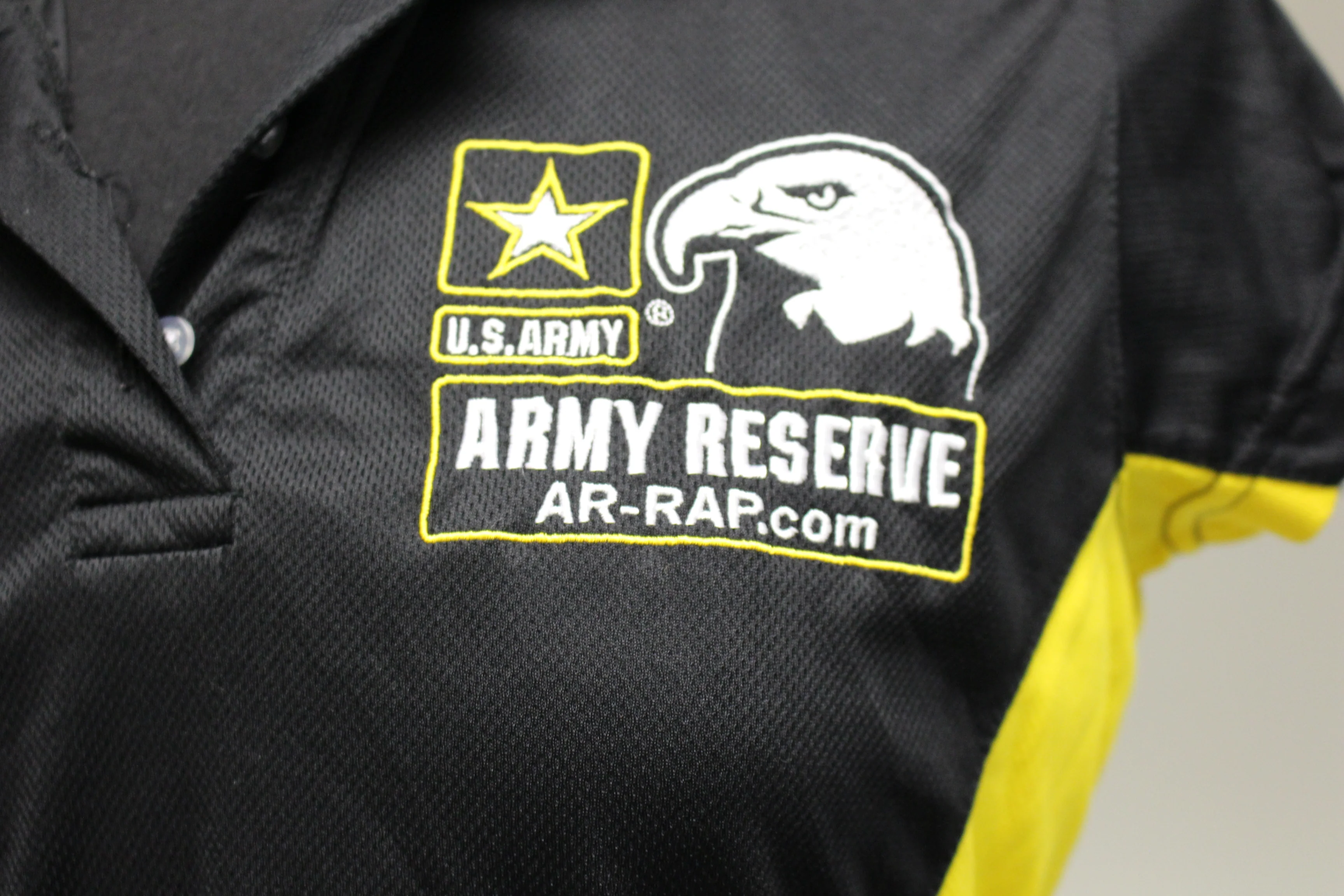 U.S. Army Reserve Black & Yellow Polo, Small - Image 2