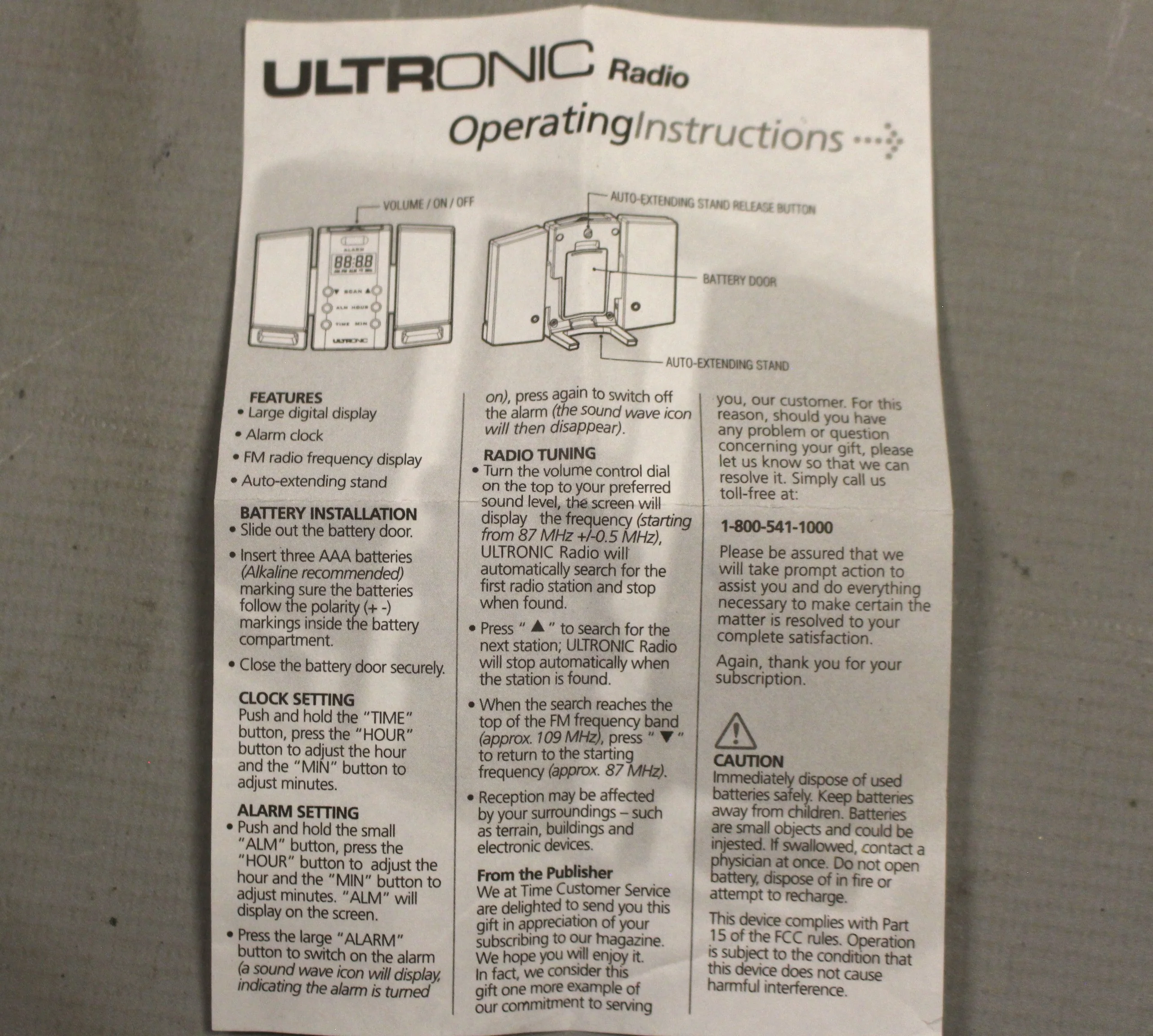 Ultronic Alarm Clock Radio - 4"T x 6.25"W - Used - Image 3
