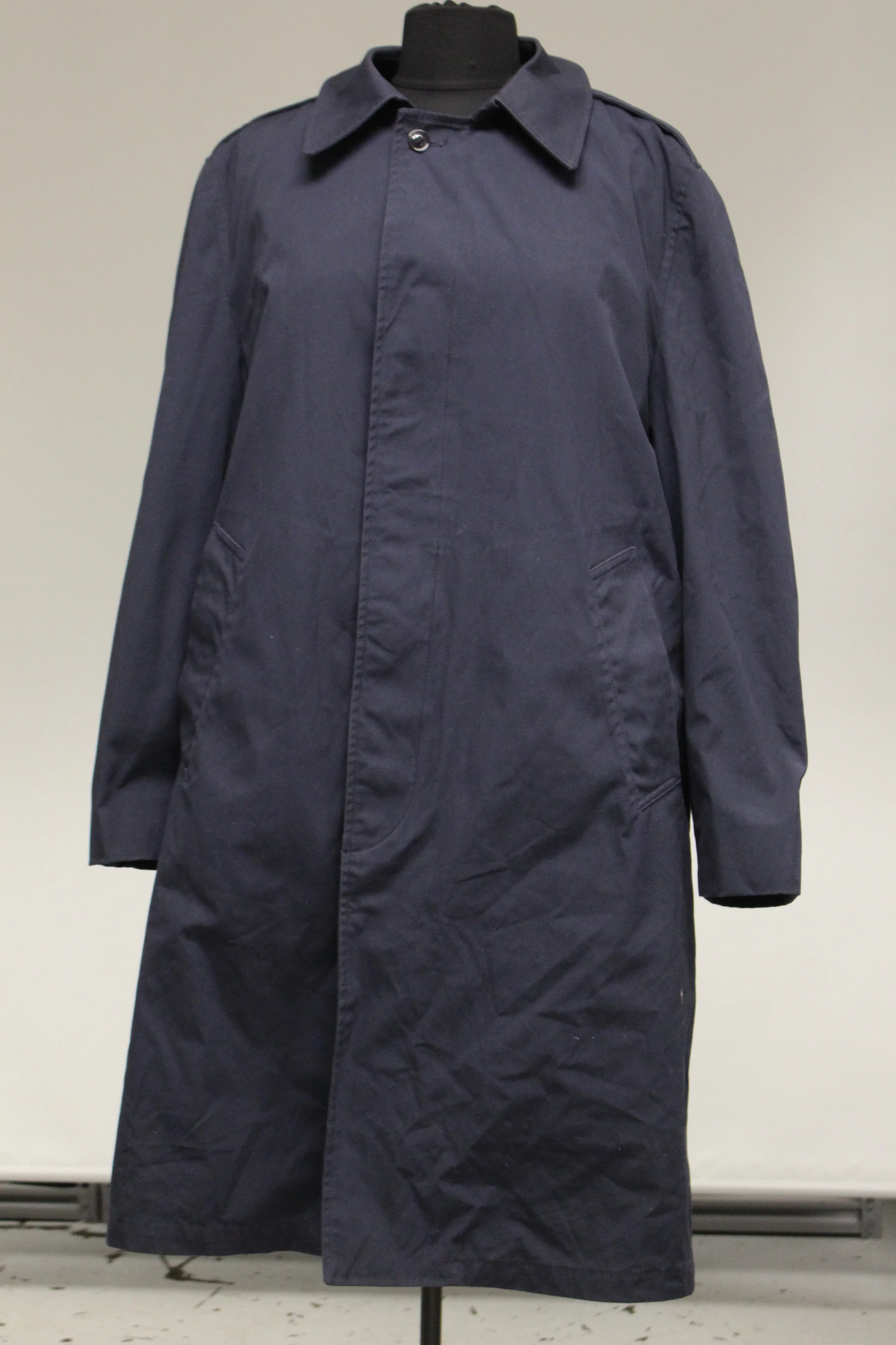 US Air Force Blue Men's All Weather Trench Coat with Fur Liner - 44XL - Used