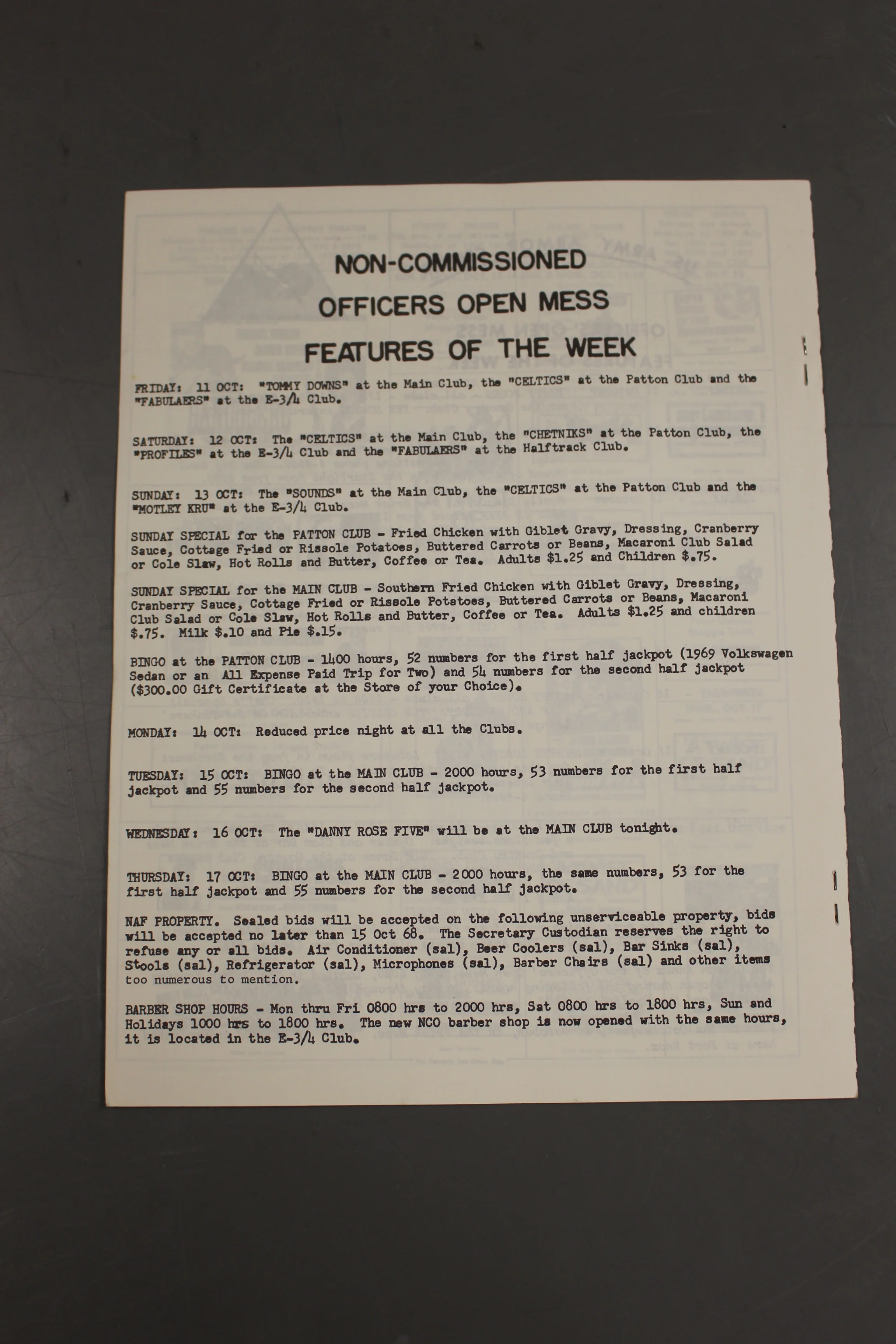 US Army Armor Center Daily Bulletin Official Notices, No 200, October 11, 1968 - Image 2