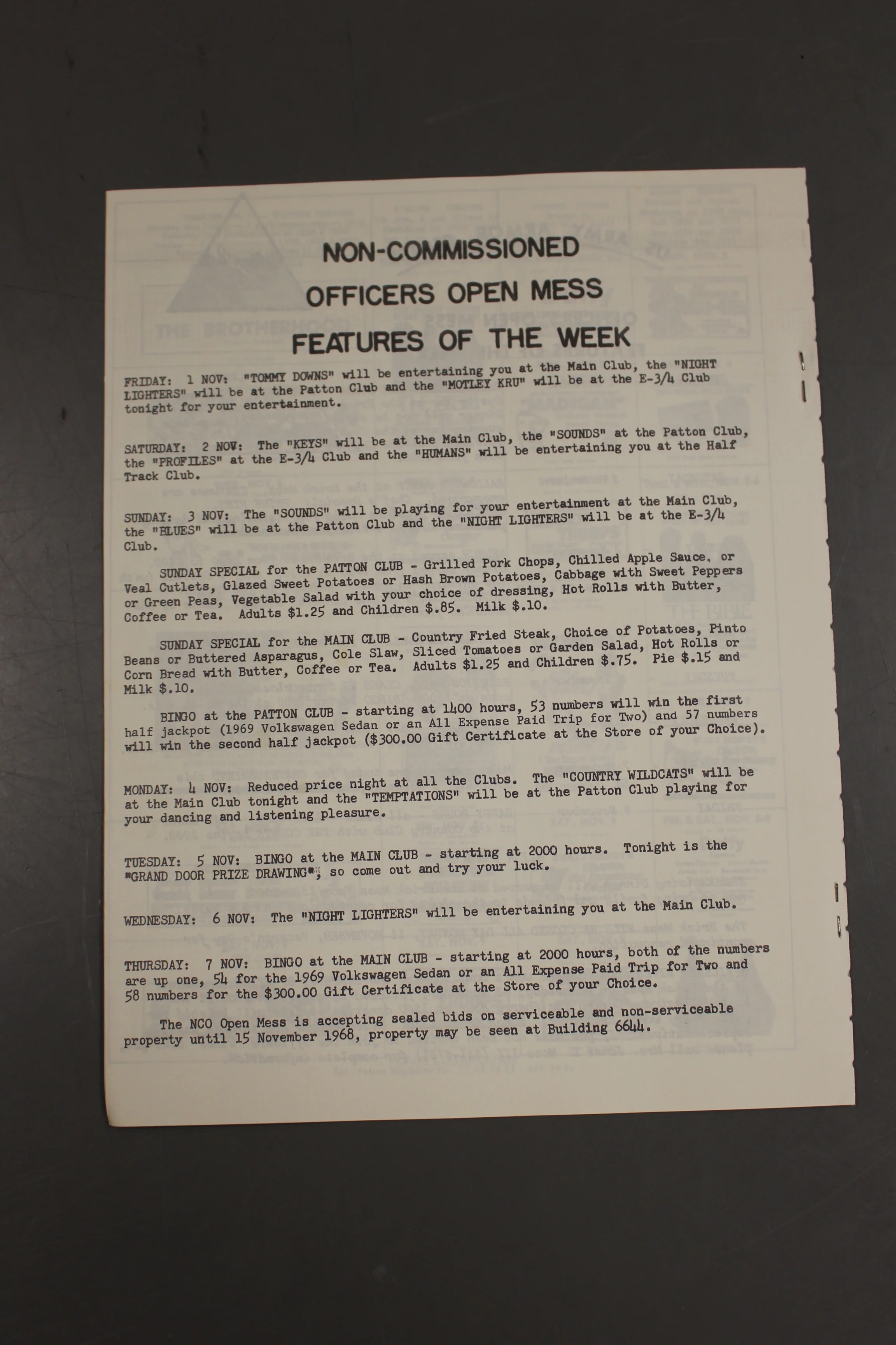 US Army Armor Center Daily Bulletin Official Notices, No 215, November 1, 1968 - Image 2