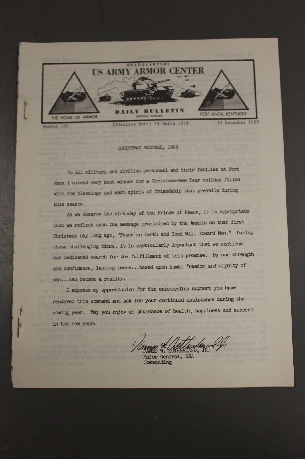 US Army Armor Center Daily Bulletin Official Notices, Year: 1969 - Image 2