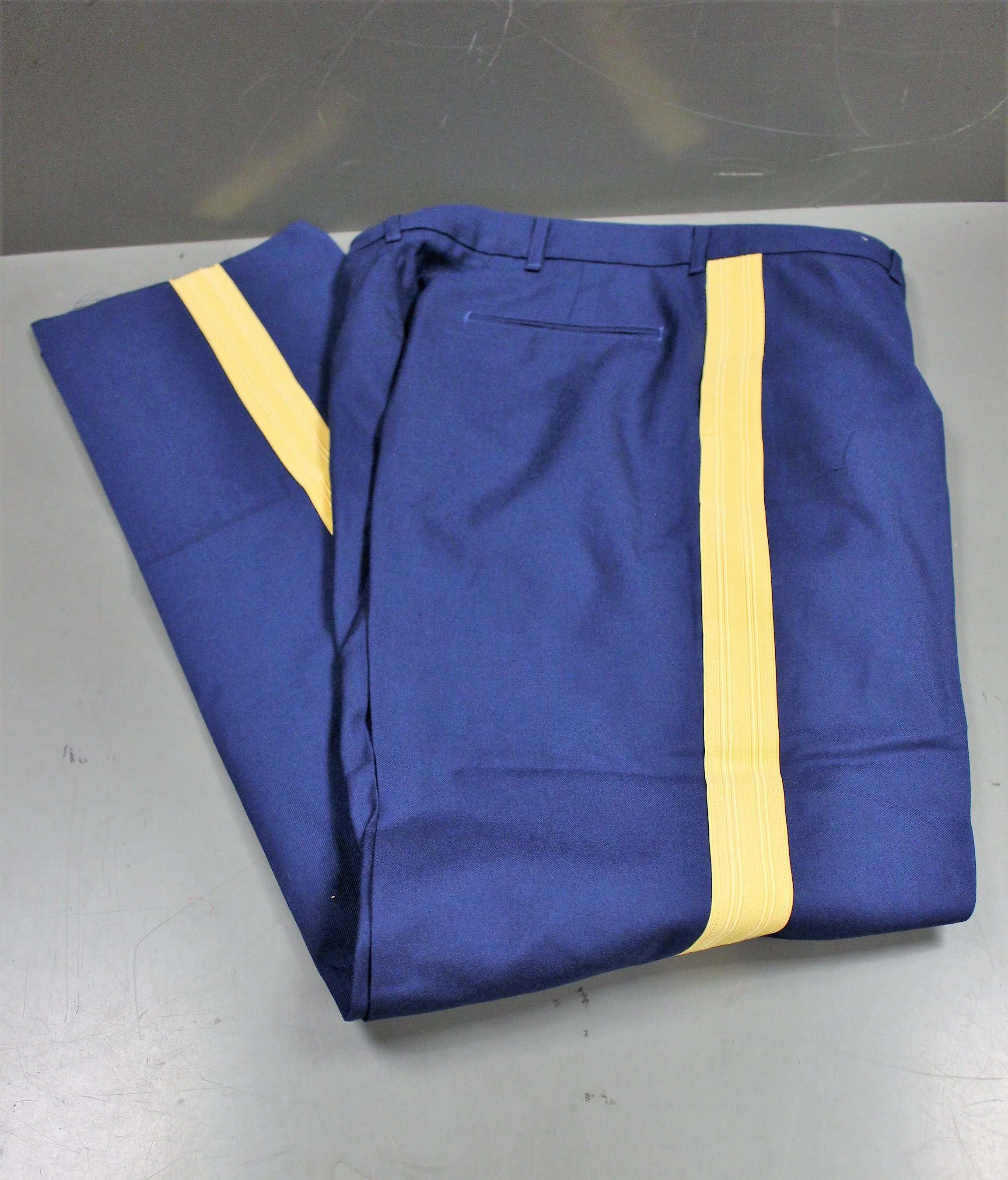 US Army Men's Blue Dress Trousers With Yellow Stripe - Classic Fit - 36R - Used