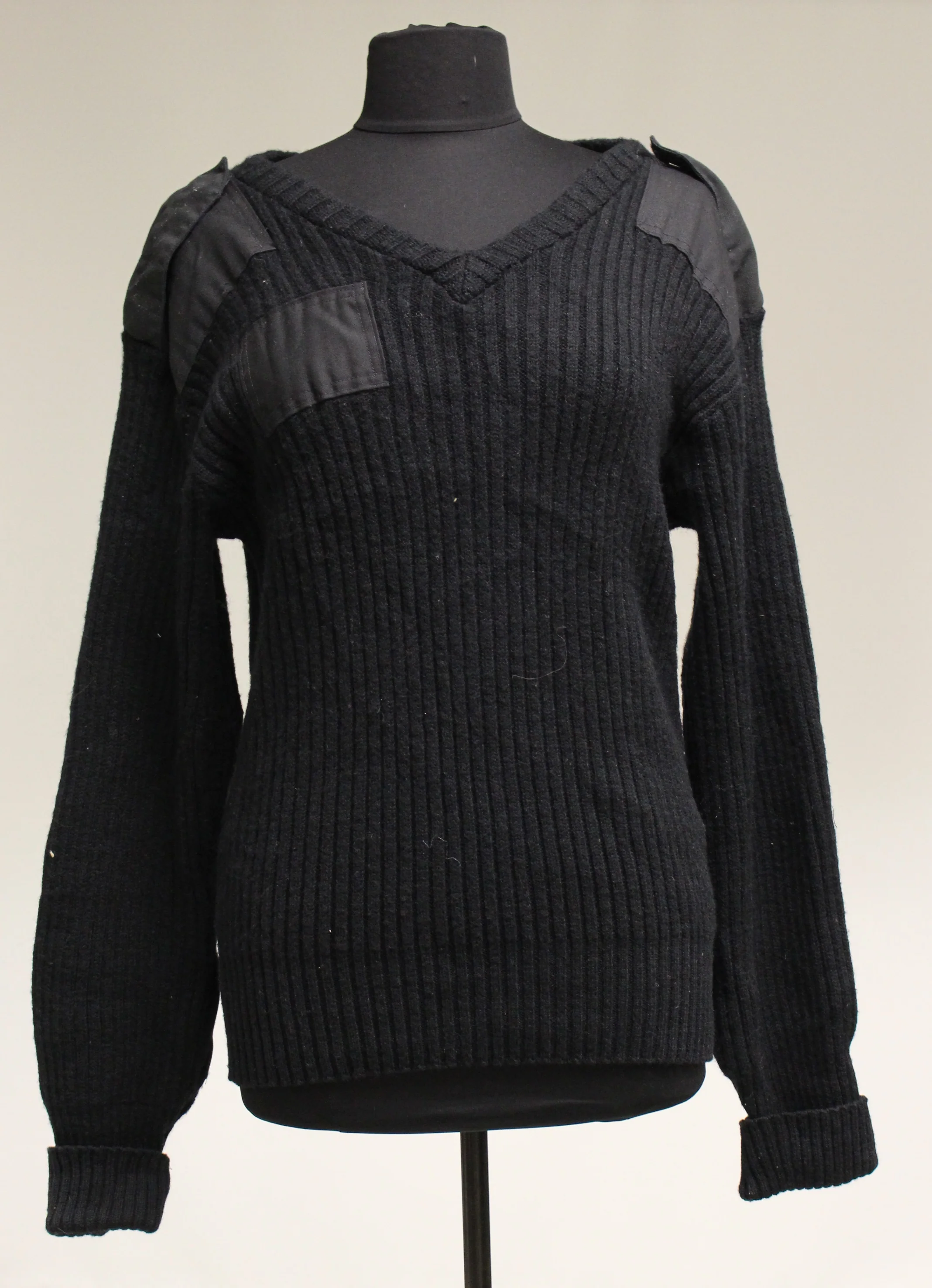 US Military Brigade QuarterMasters Black V Neck Sweater - Size: 38 - Used