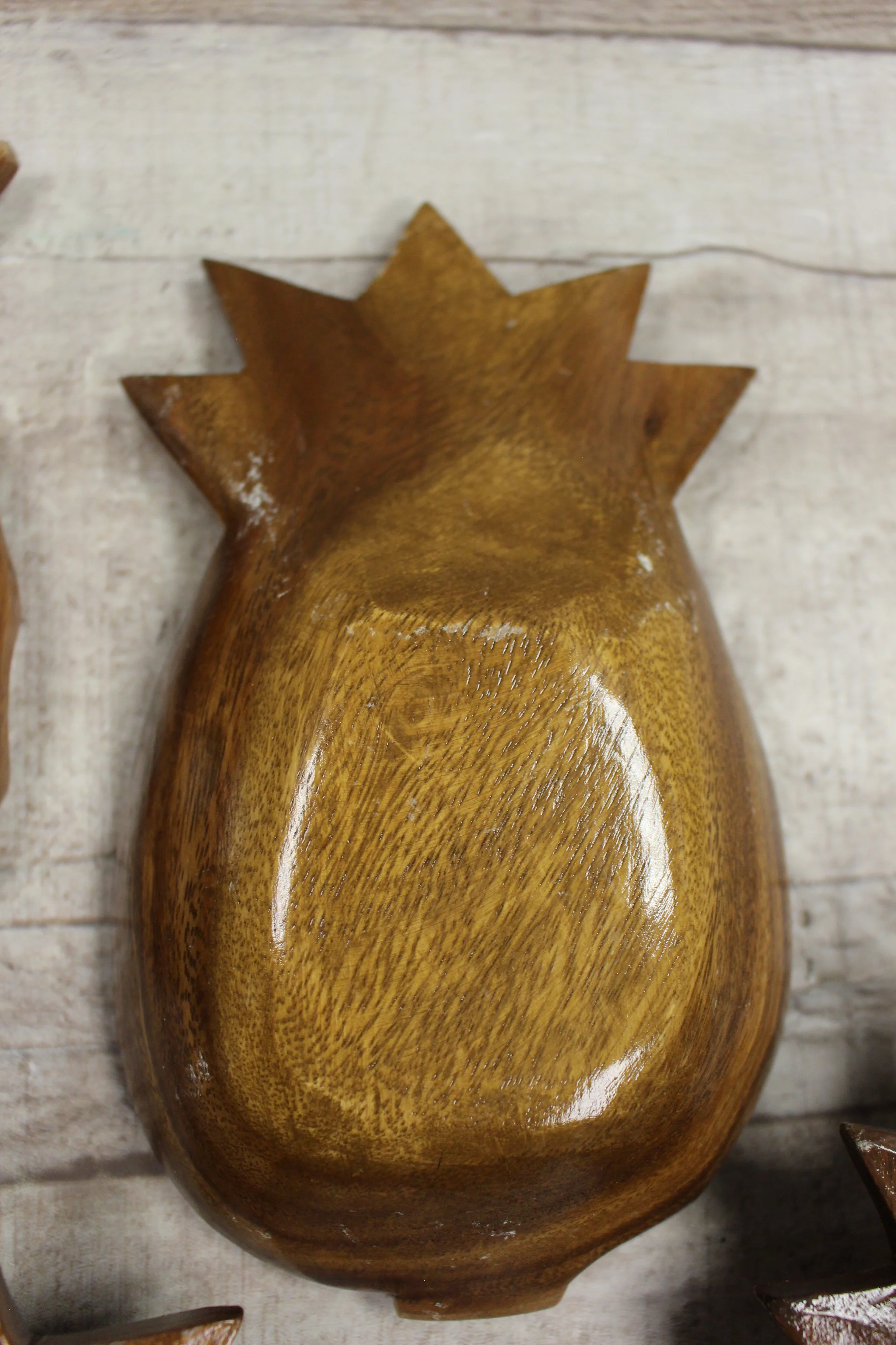 Vintage 7-Piece Philippines Wooden Pineapple Bowl Set With Spoons -Used - Image 5