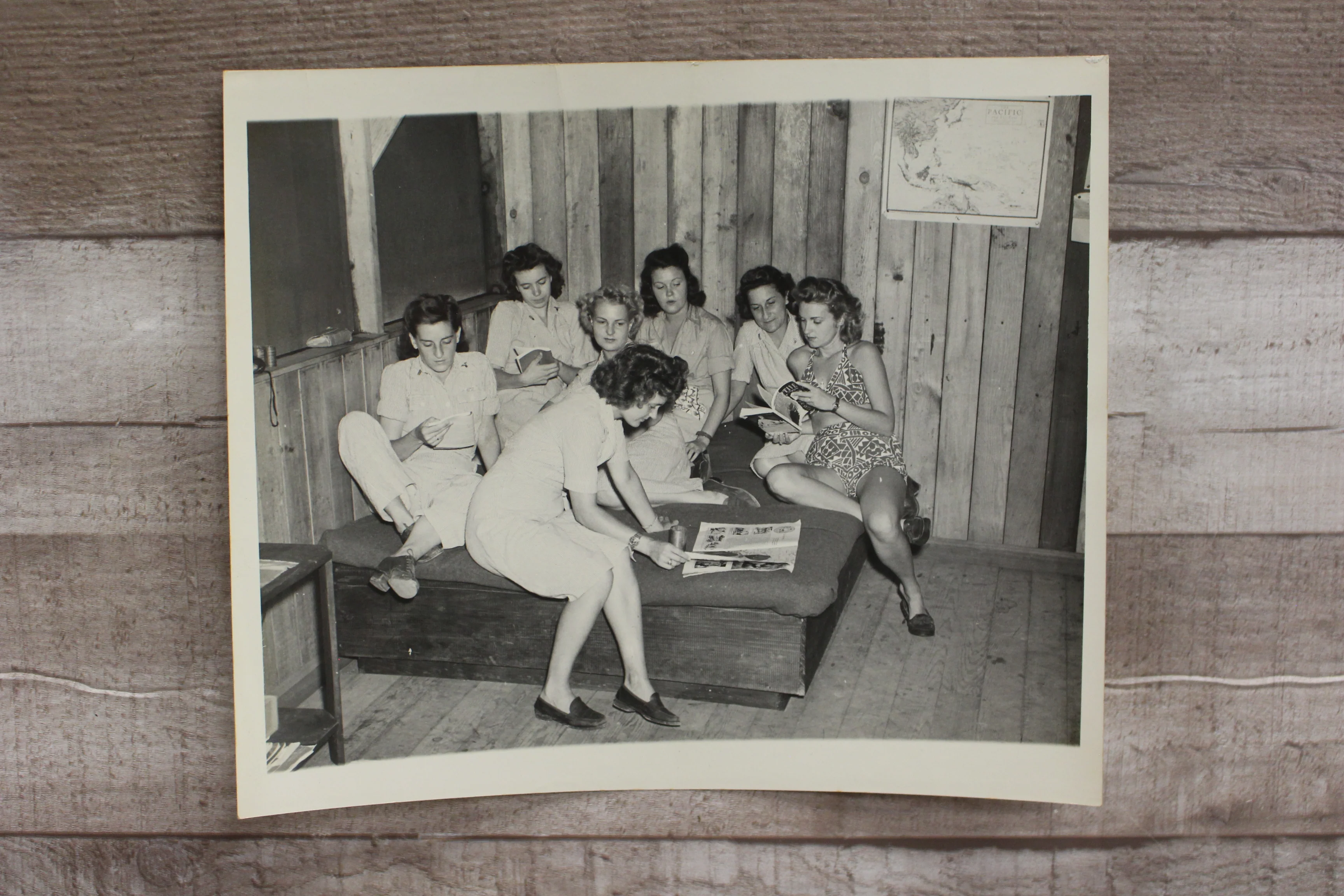 Vintage Authentic and Original Women Looking At Magazine Photo -Used
