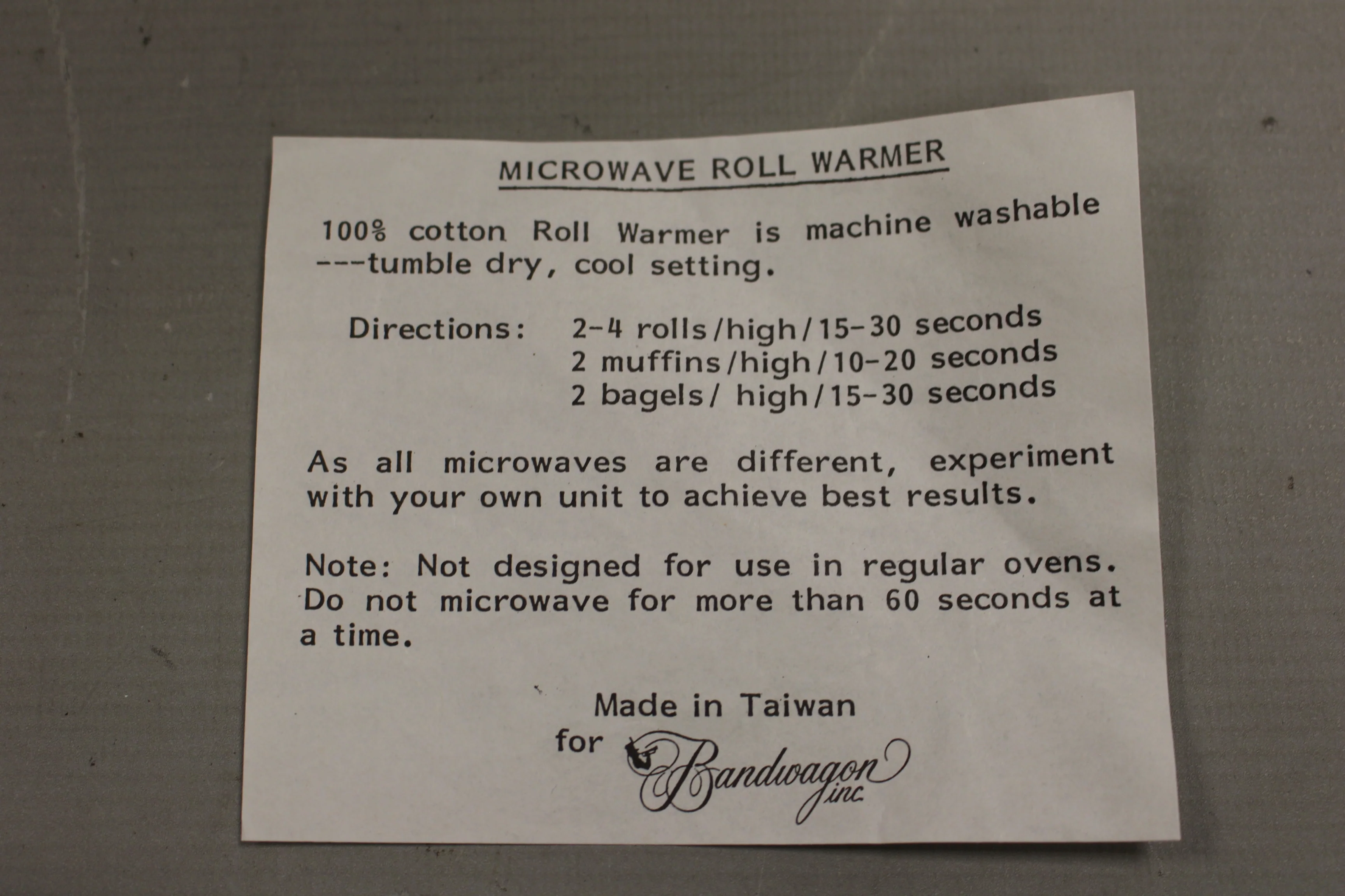 Vintage Bandwagon 9" Mircowave Roll Warmer - 100% Cotton - Blue Floral - Image 4