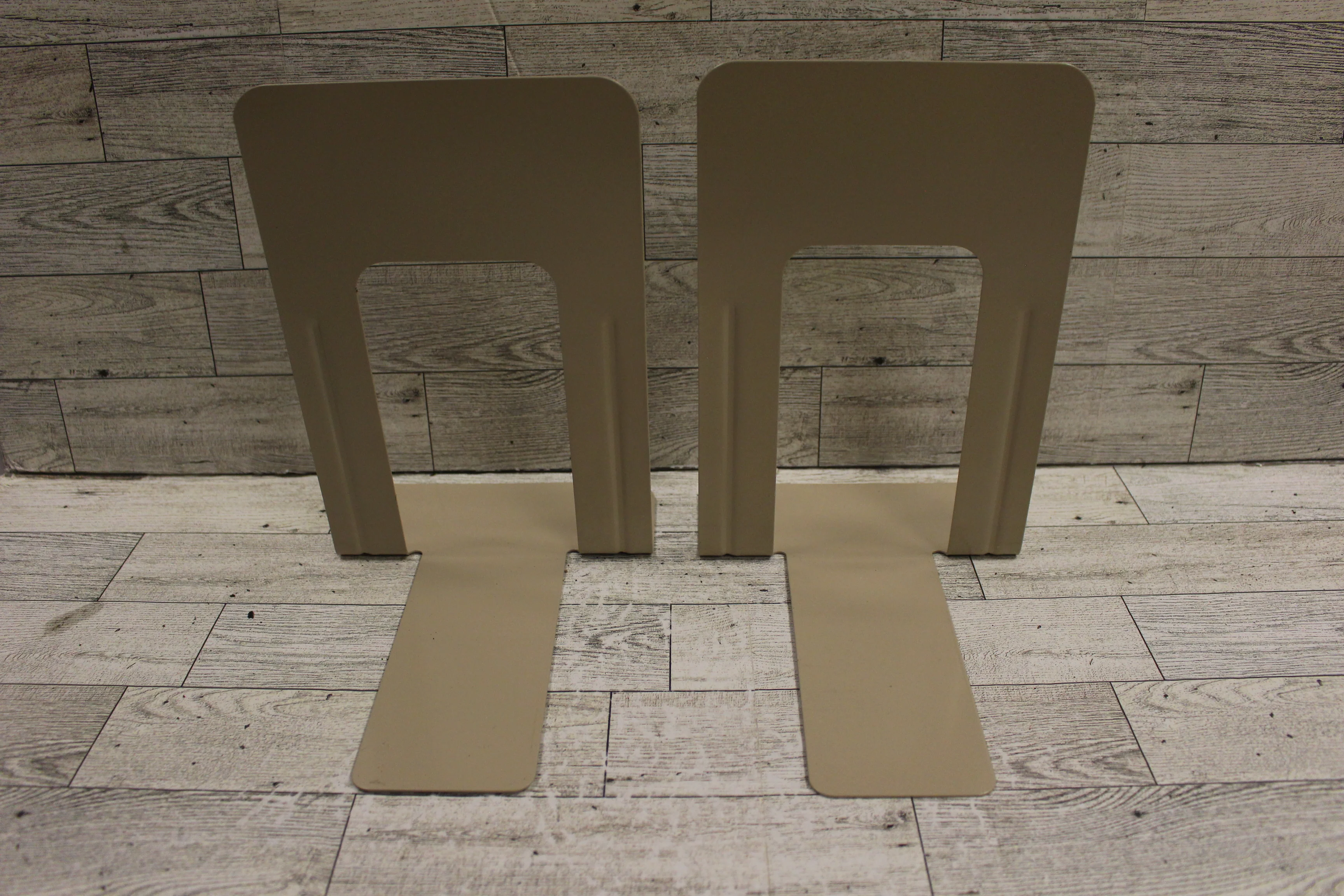 Vintage Beige Metal Bookend - Set of 2 - Used