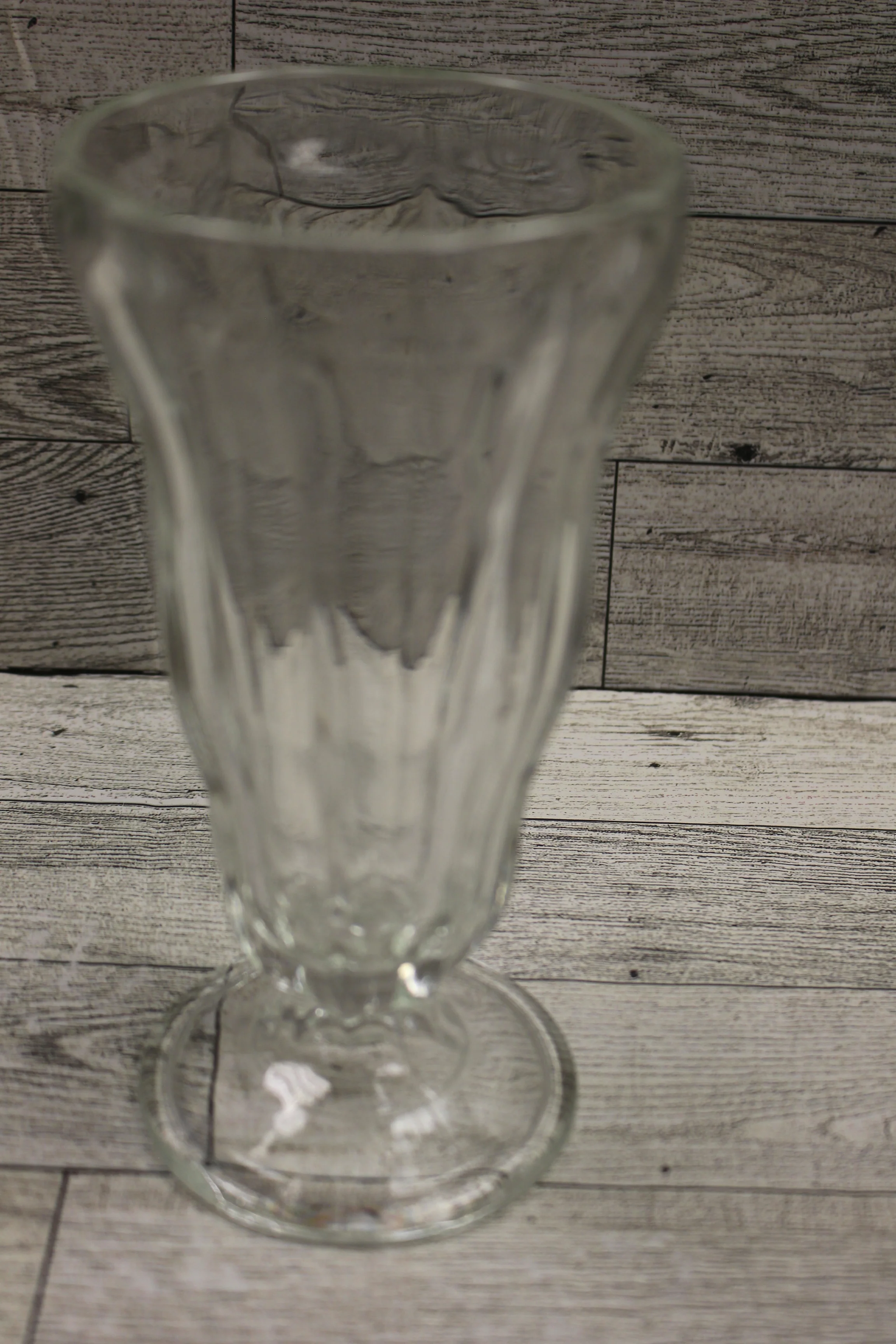 Vintage Clear Heavy Glass Footed Milkshake Sundae Parfait Glass - 6" - Used