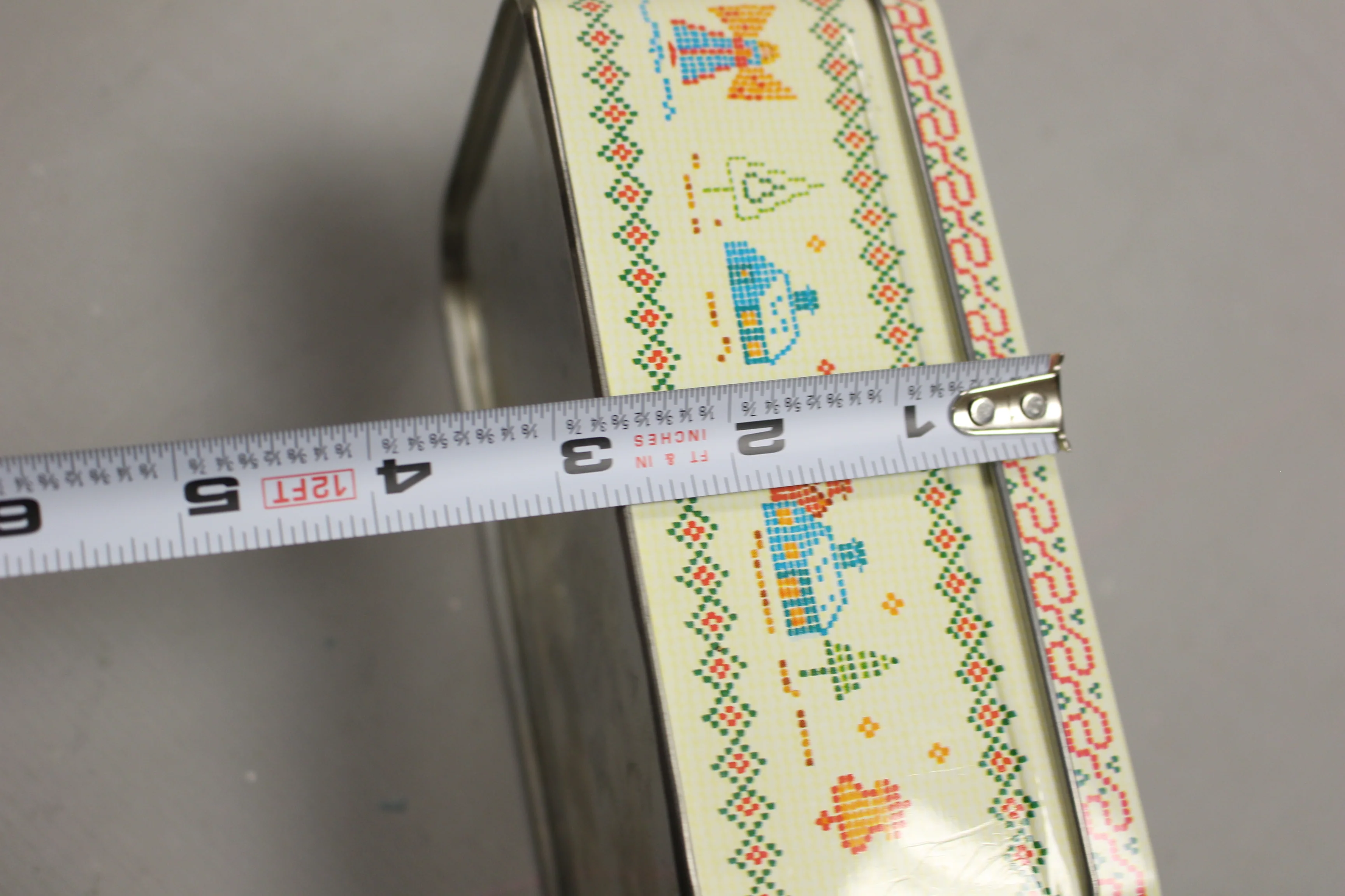 Vintage Cross Stitch Happy Holiday Christmas Tin - Rectangular Shaped- Used - Image 6