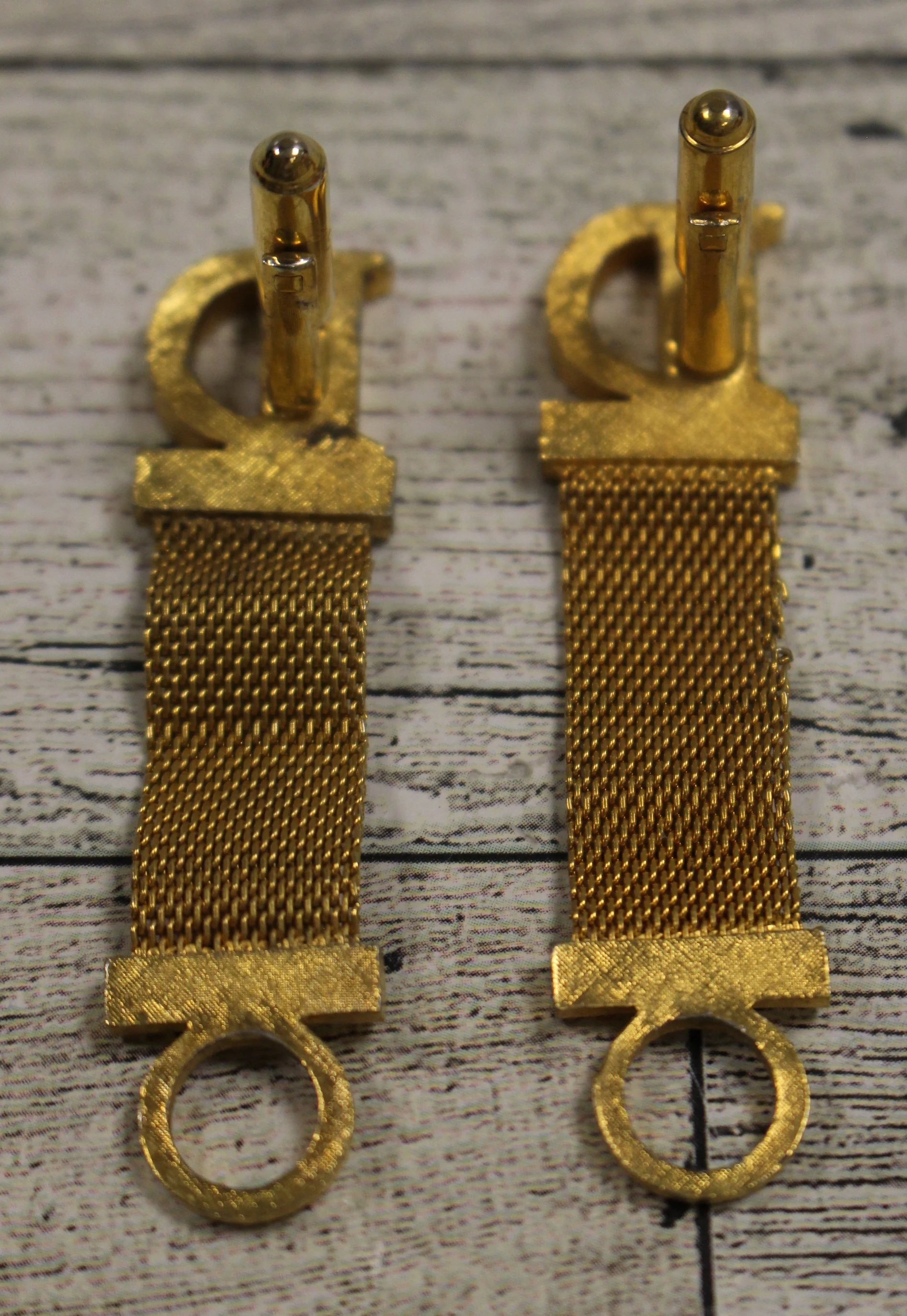 Vintage Dante "D" Monogram Initial Letter Mesh Wraparound Cuff Links - Used - Image 5