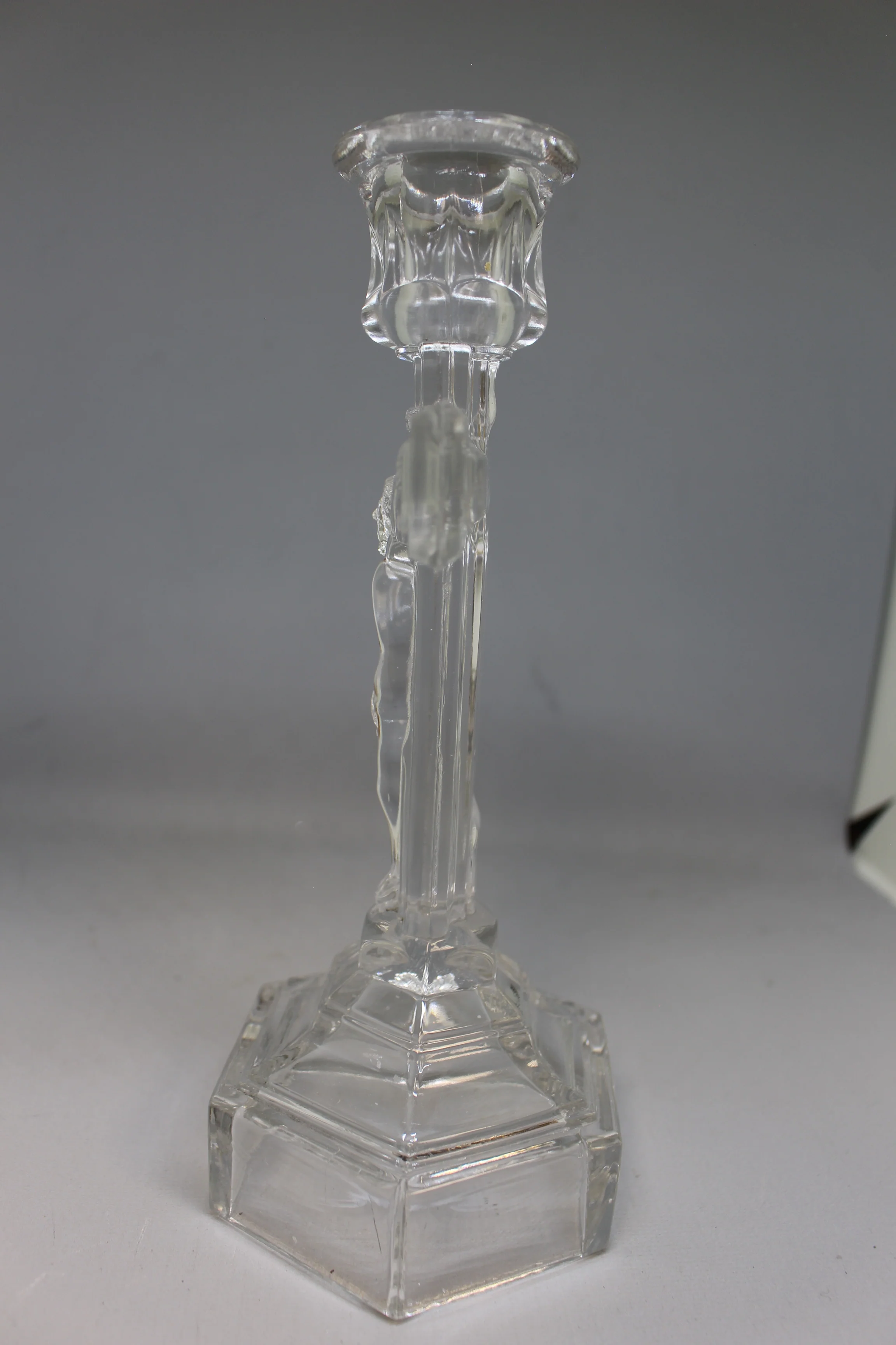 Vintage Glass Christ Jesus Catholic Crucifix Cross Candlestick Holder - Used - Image 5