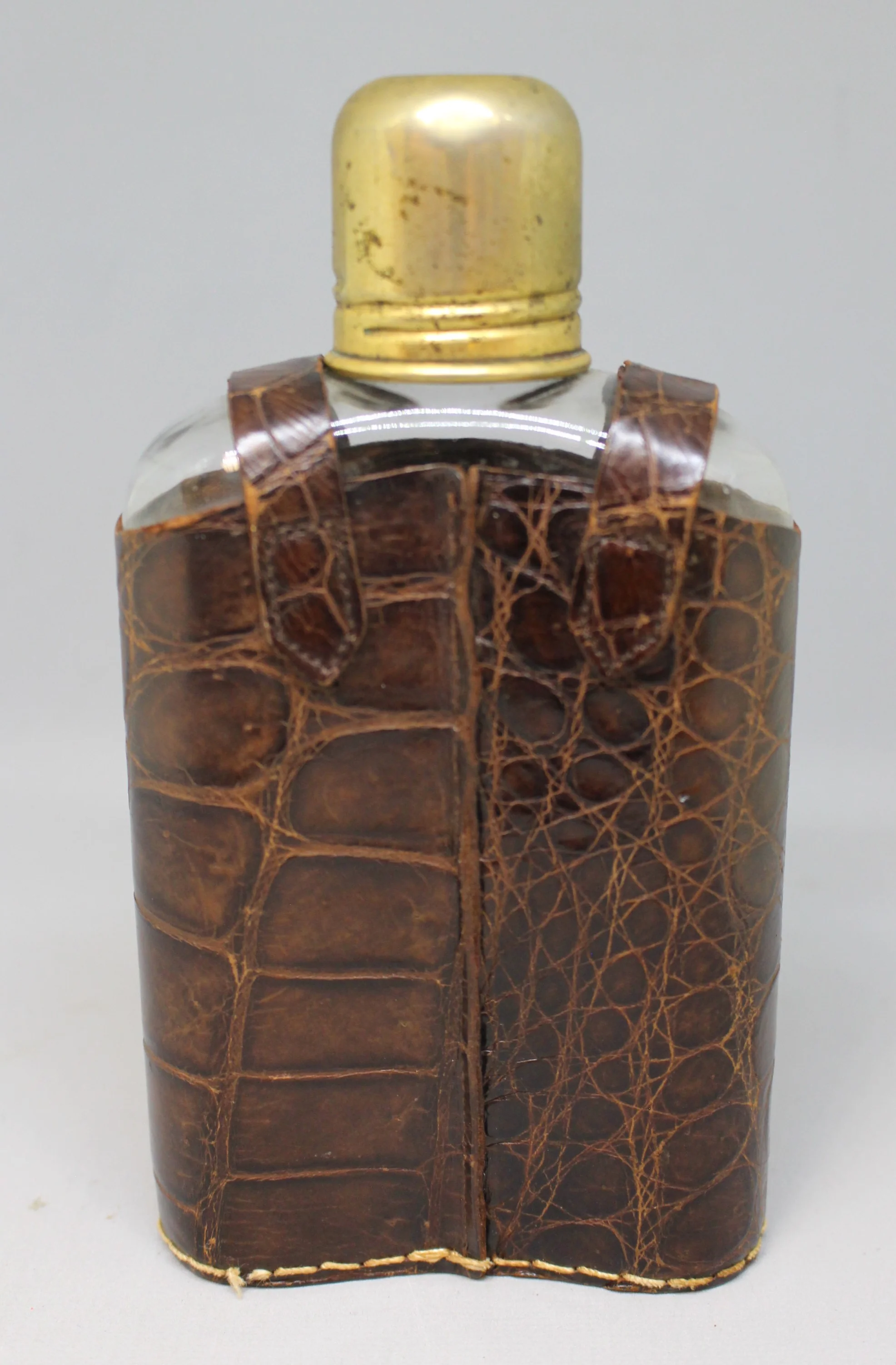Vintage Glass Flask with Animal Skin Holder Pouch - Used - Image 2