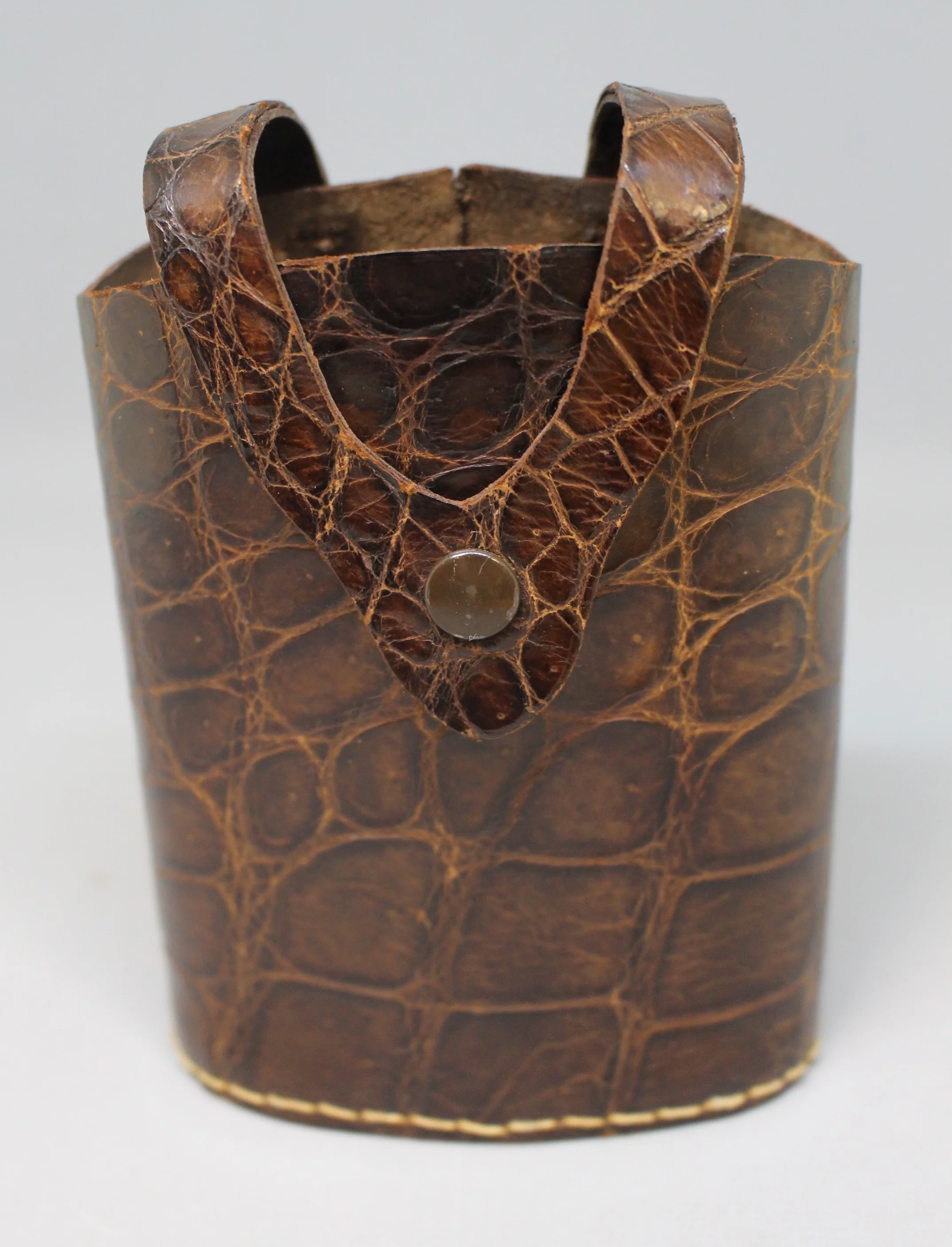 Vintage Glass Flask with Animal Skin Holder Pouch - Used - Image 6
