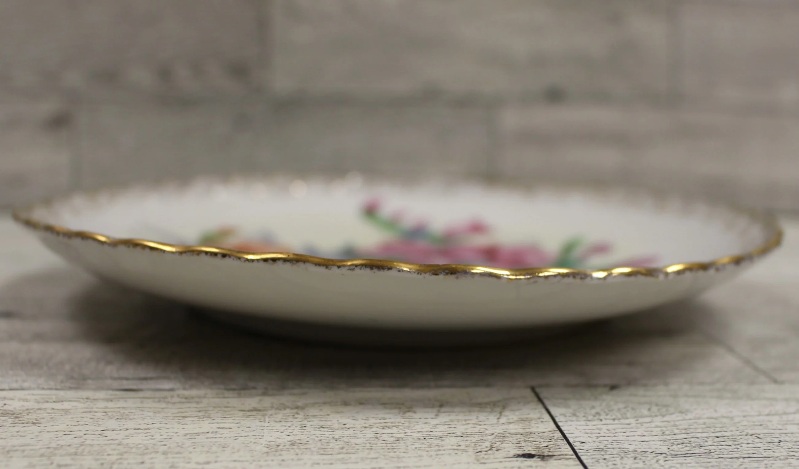 Vintage Gold Trim S. Kuguga Hand Painted Floral Plate -Signed - Used - Image 2