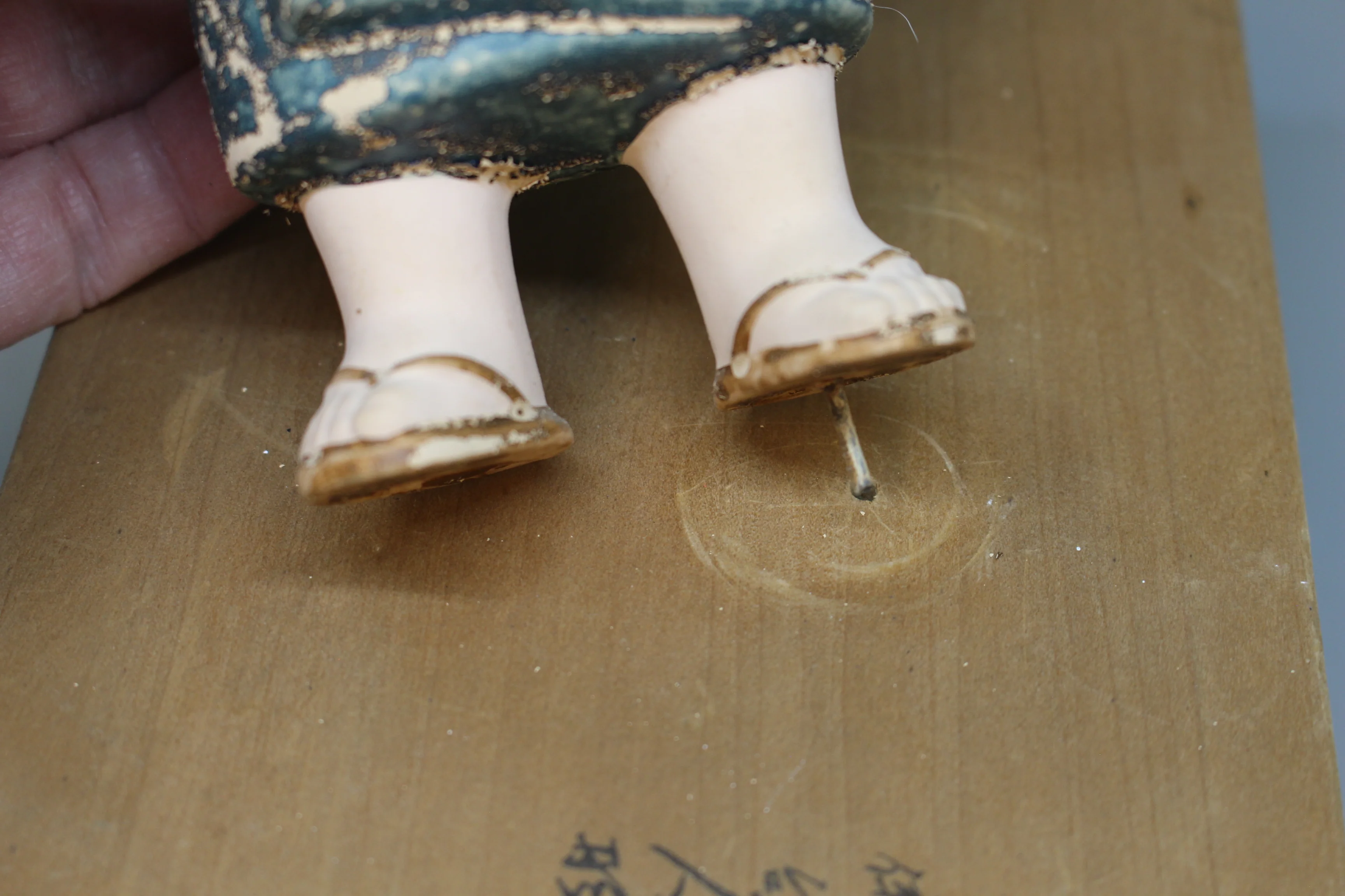 Vintage Gump's Japanese Hakata Hand Painted Clay Boy Figurine - Used - Image 4