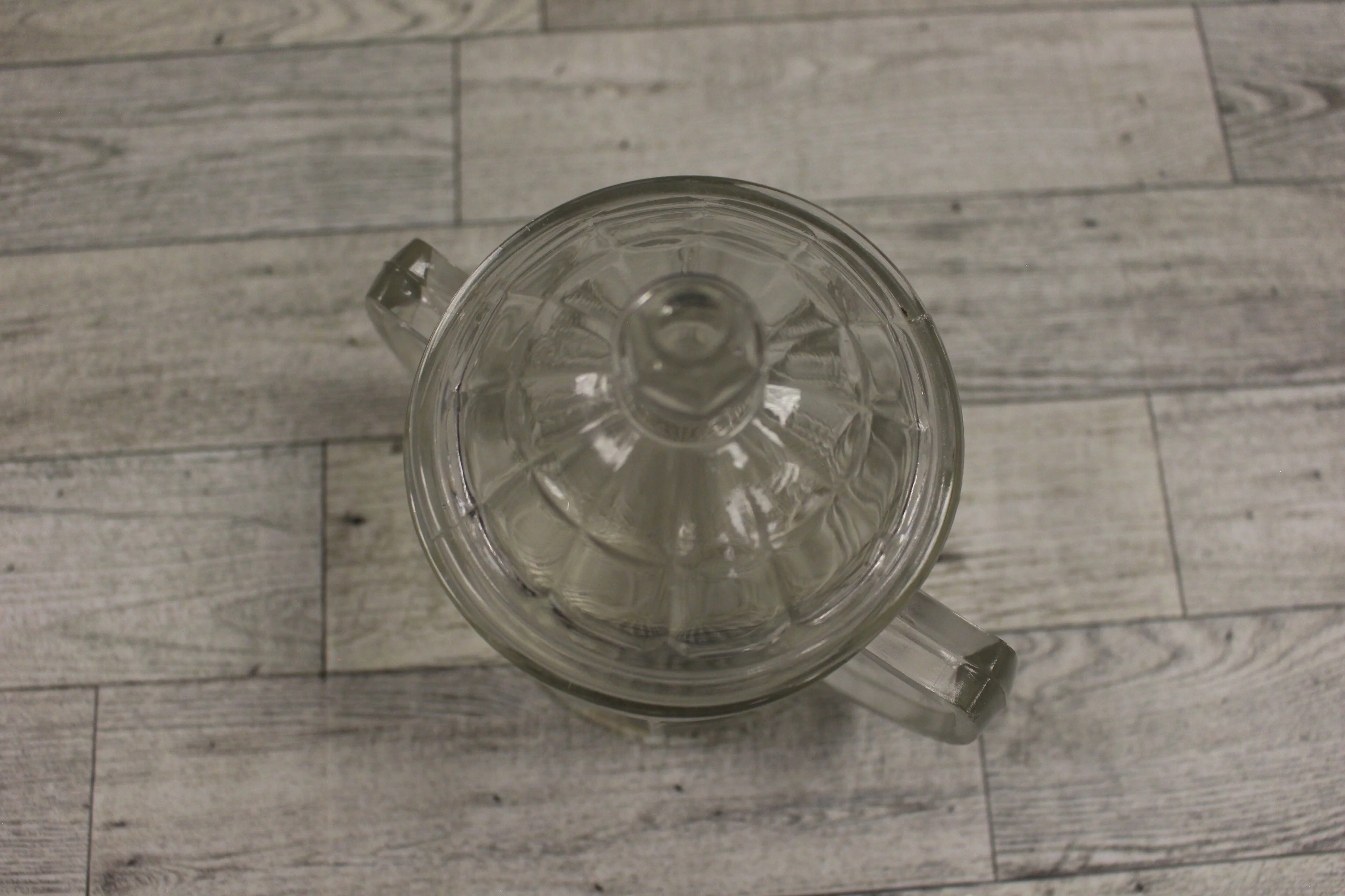 Vintage Hazel Atlas Colonial Block Glass Sugar Bowl with Lid - 5.5" Tall - Used - Image 2