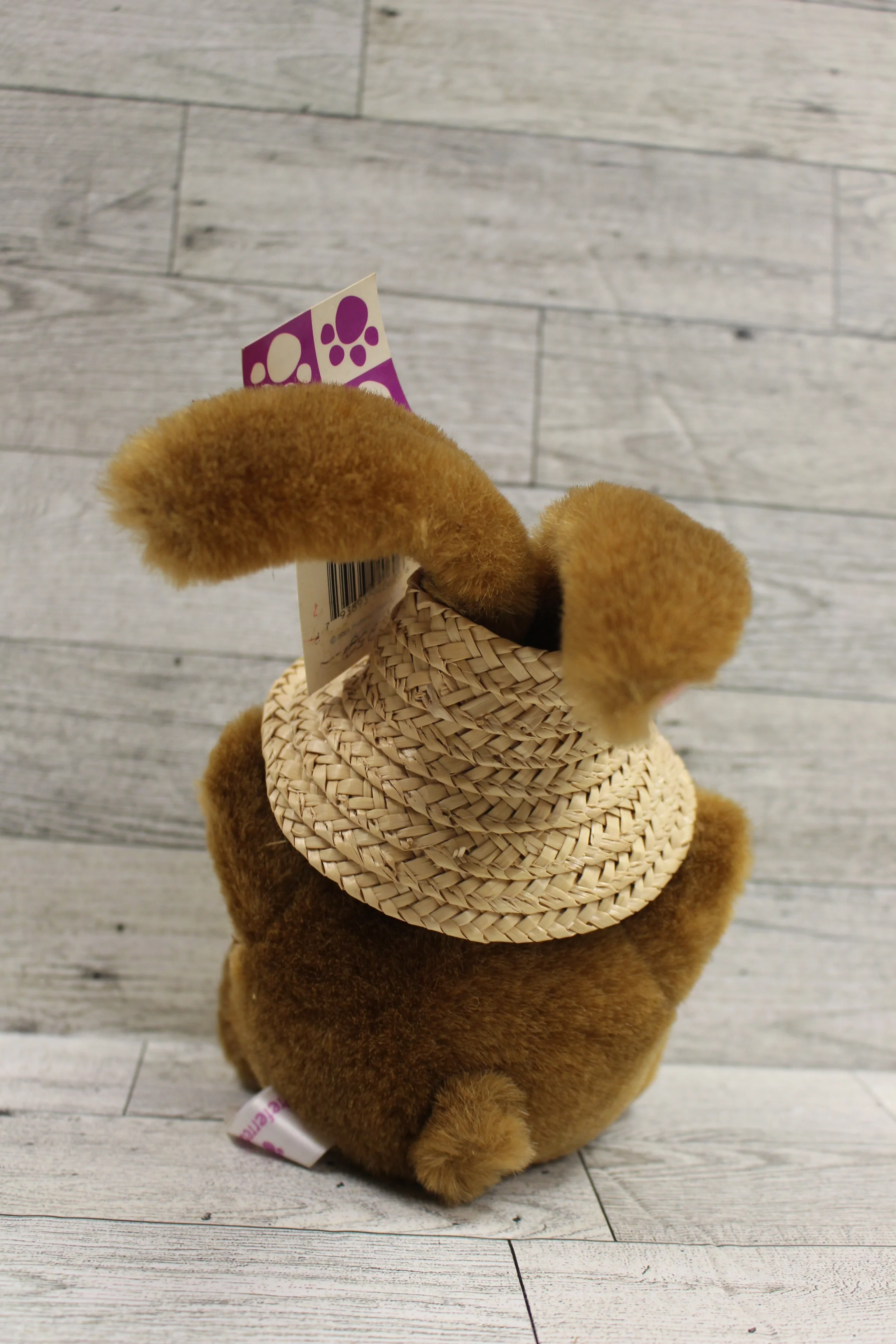 Vintage Preferred Plush Bunny Rabbit with Straw Hat - Easter - 2001 - New - Image 2