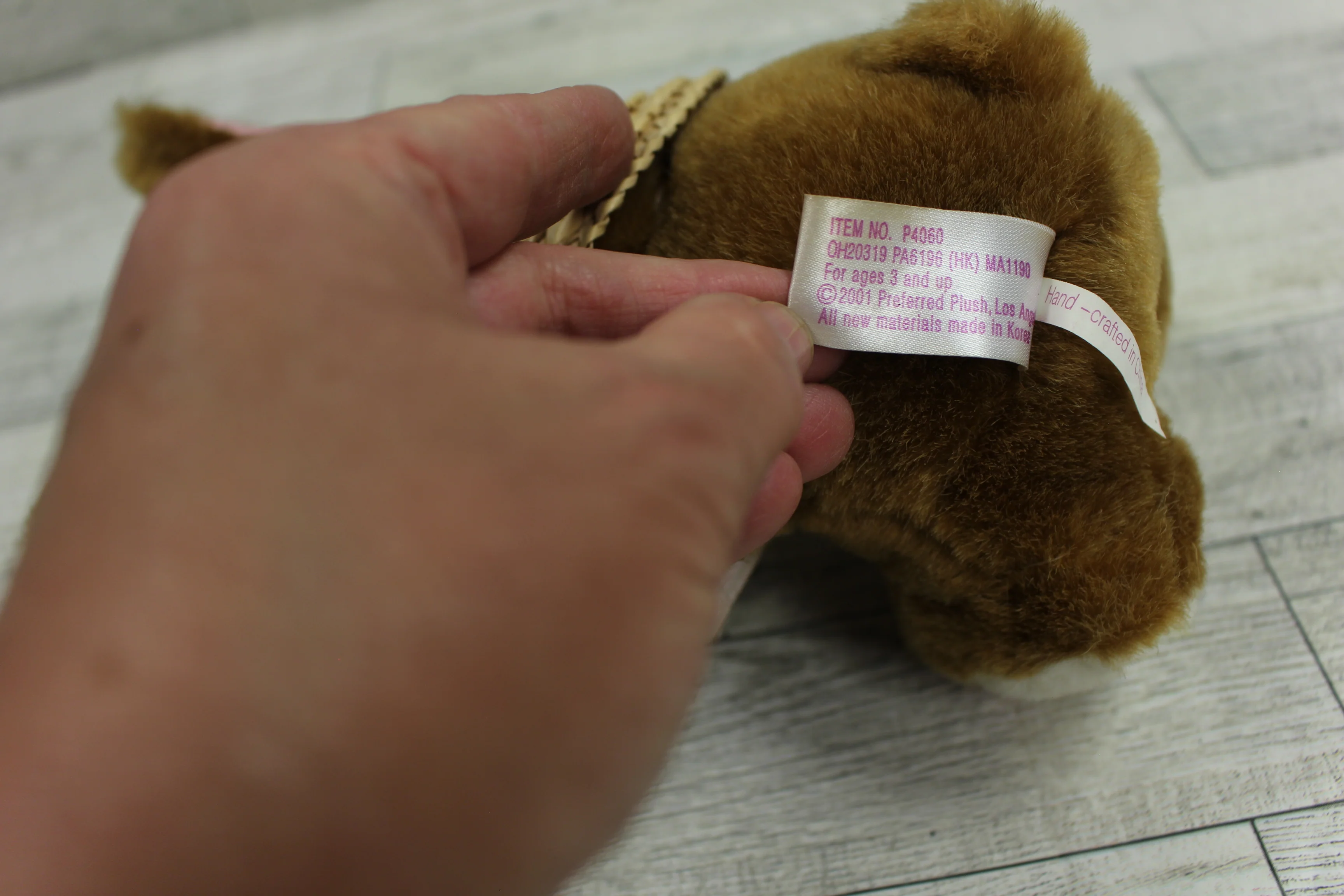 Vintage Preferred Plush Bunny Rabbit with Straw Hat - Easter - 2001 - New - Image 5