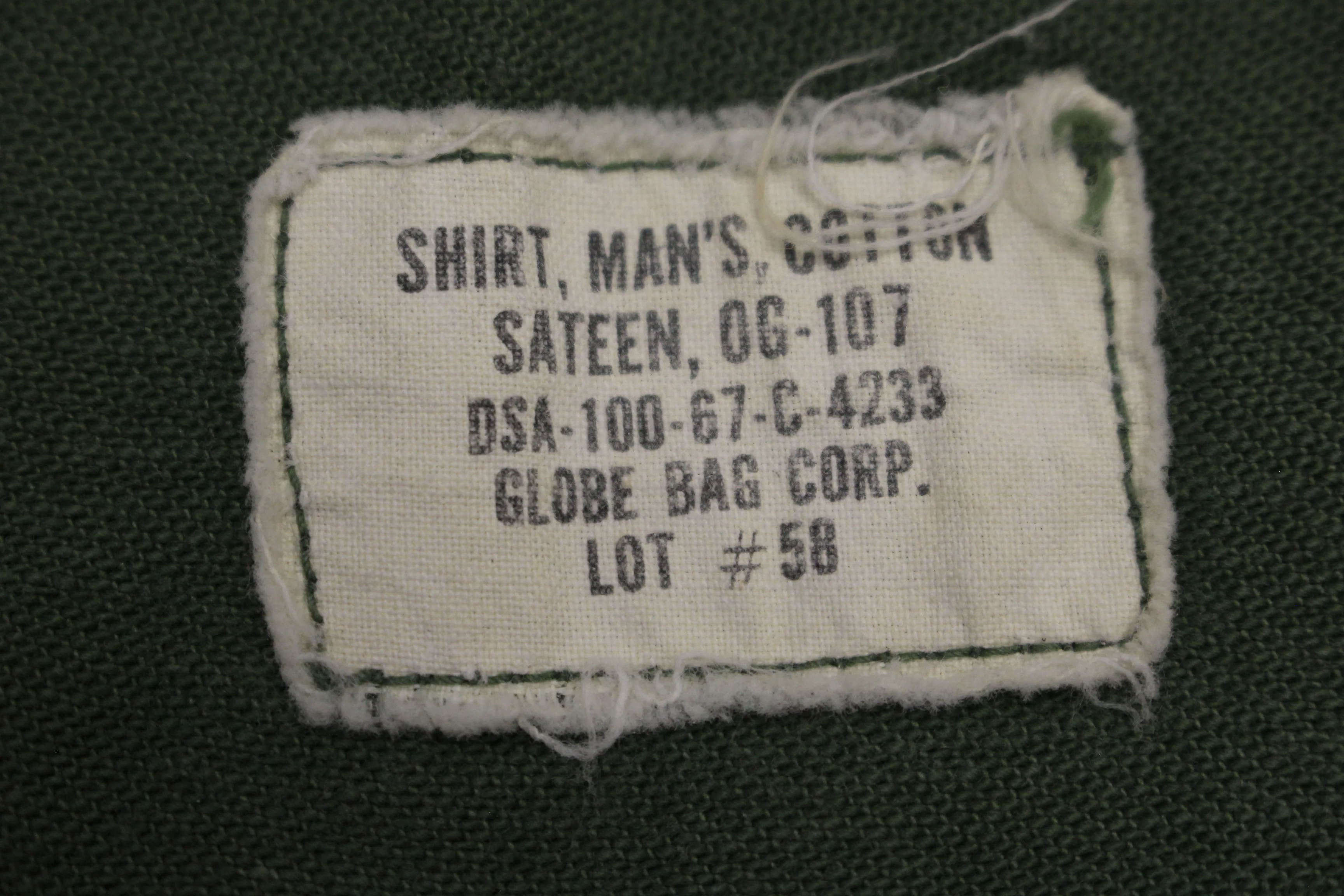 Vintage US Army OG-107 Sateen Cotten Shirt - 8405-781-8947 - 15 1/2 x 33 - Used - Image 4