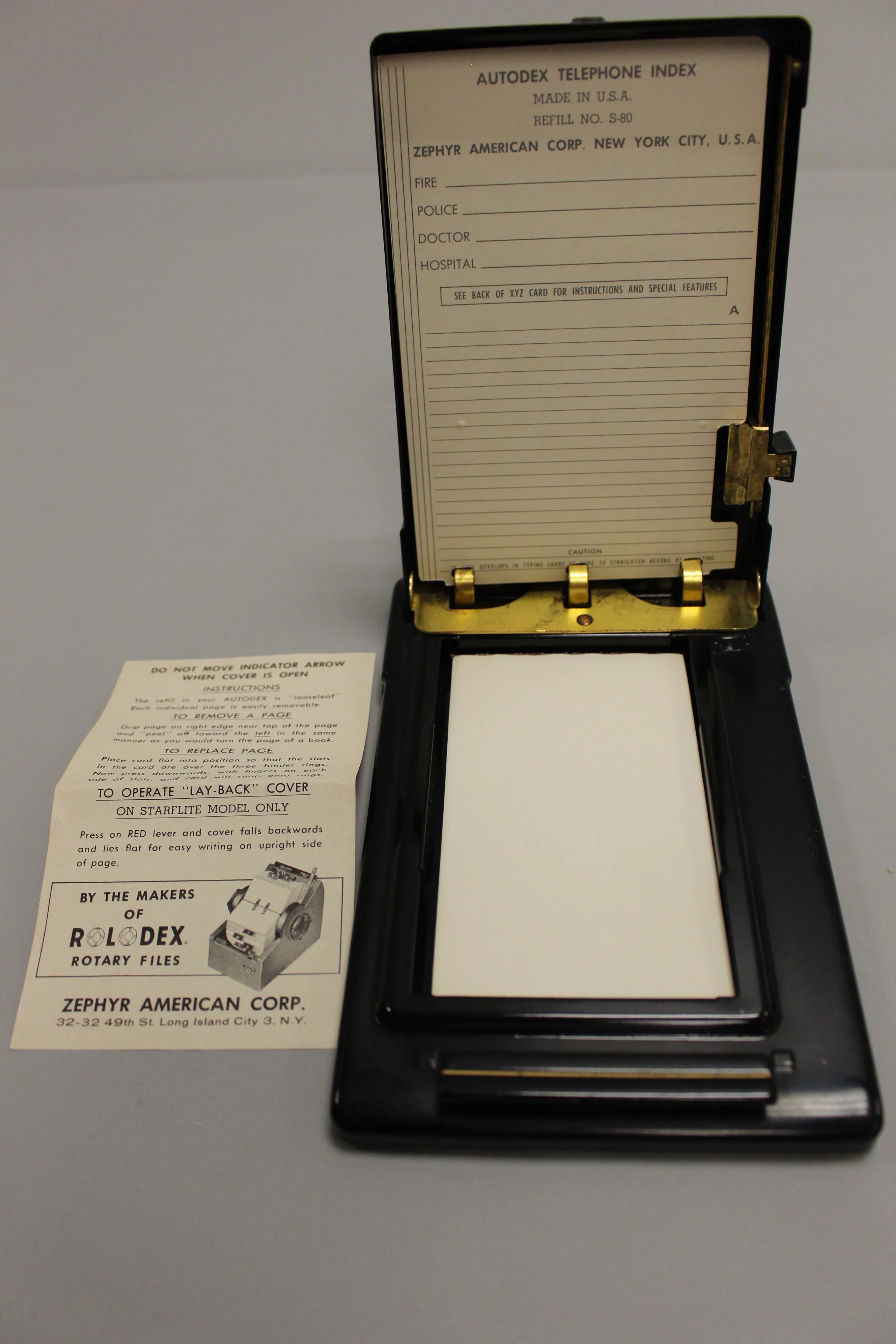 Vintage Vanguard Metal Autodex Telephone Index Card File - Used