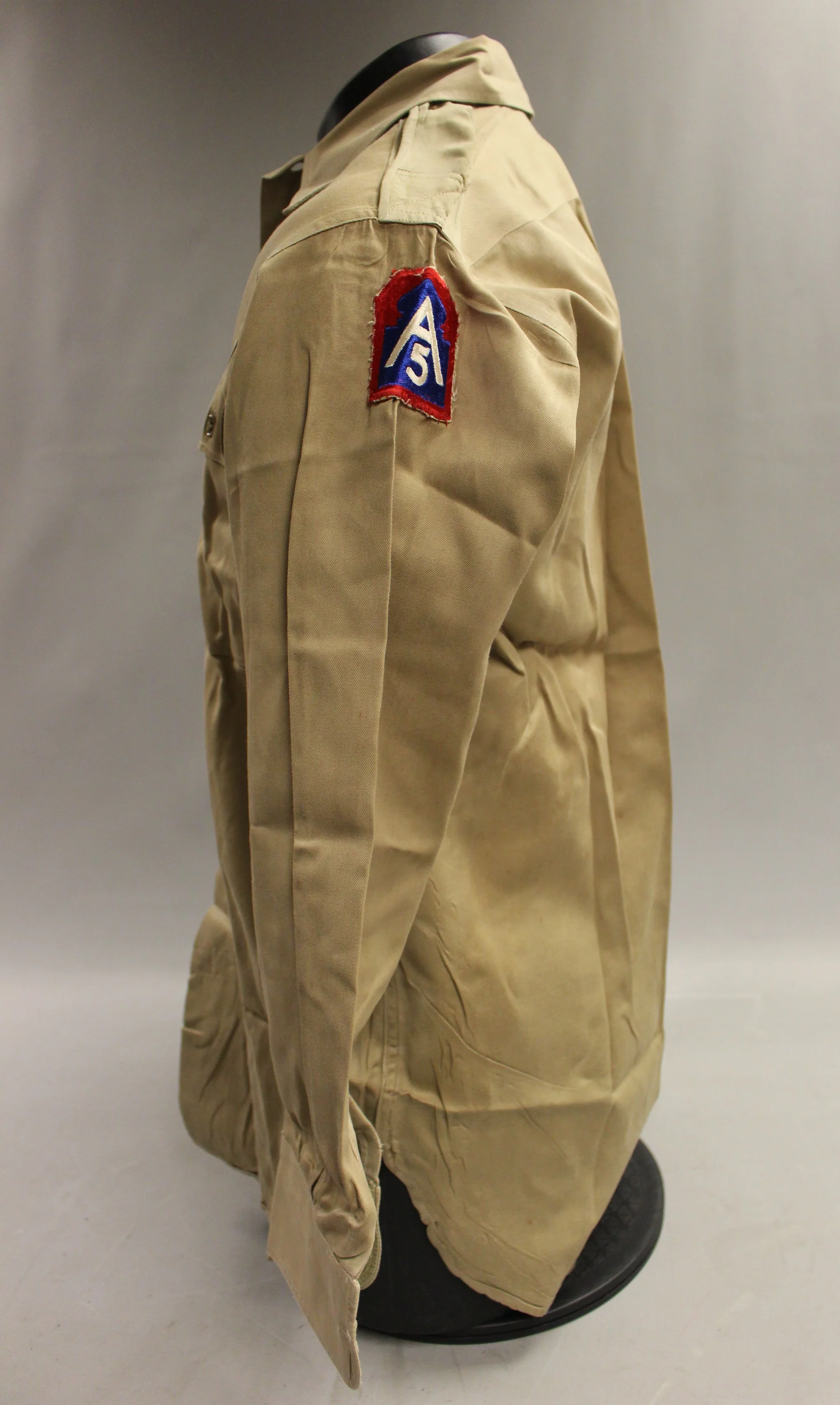Vintage WWII 5th Army A5 Division Long Sleeve Button Up Shirt - 14.5 x 33 (#1) - Image 2