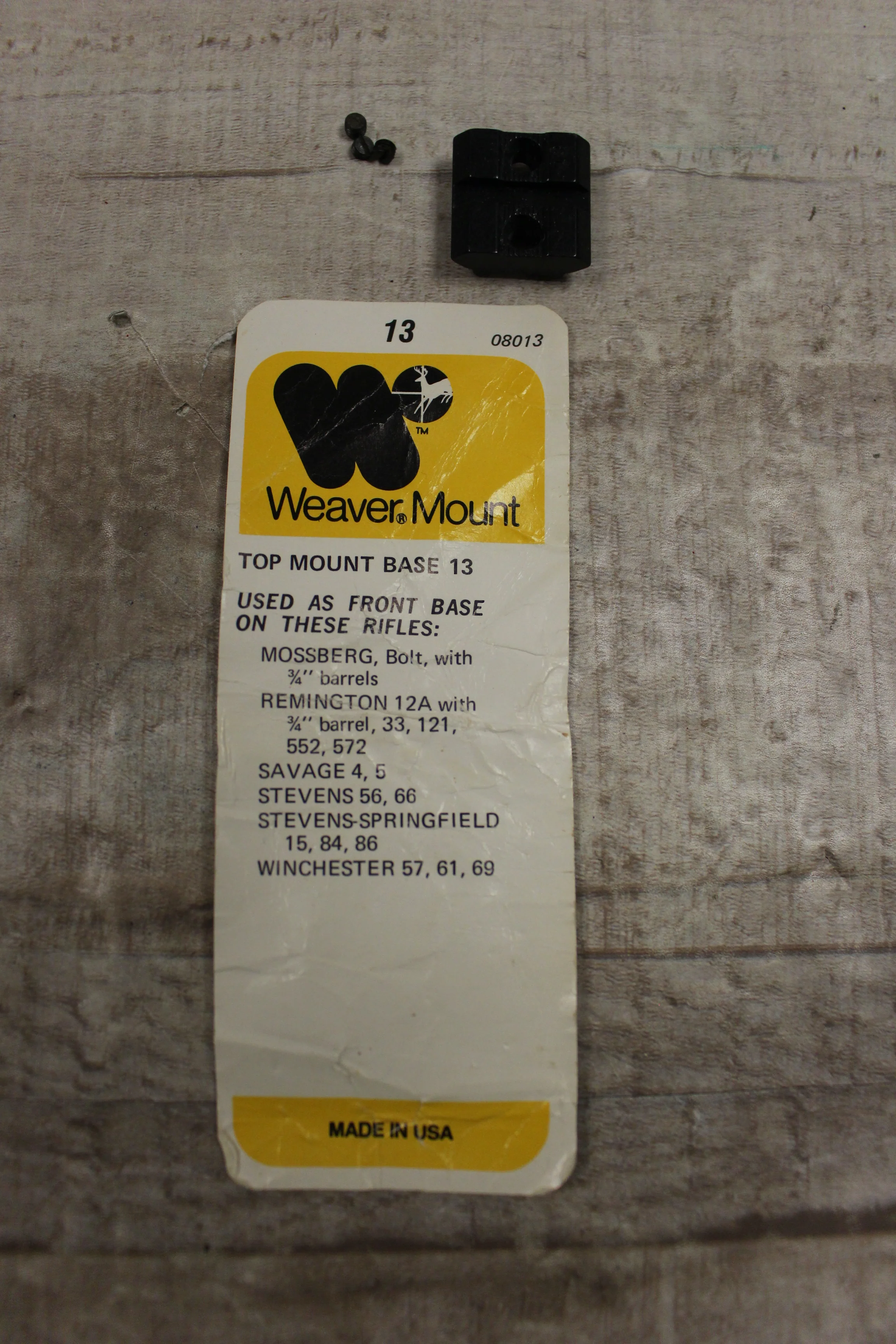 Weaver Mount 08013 Top Mount Base 13 -Gloss Black -Used