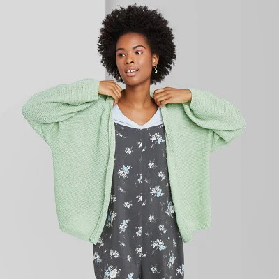 Wild Fable Women's Long Sleeve Open Neck Lightweight Cardigan - Green -Medium- New