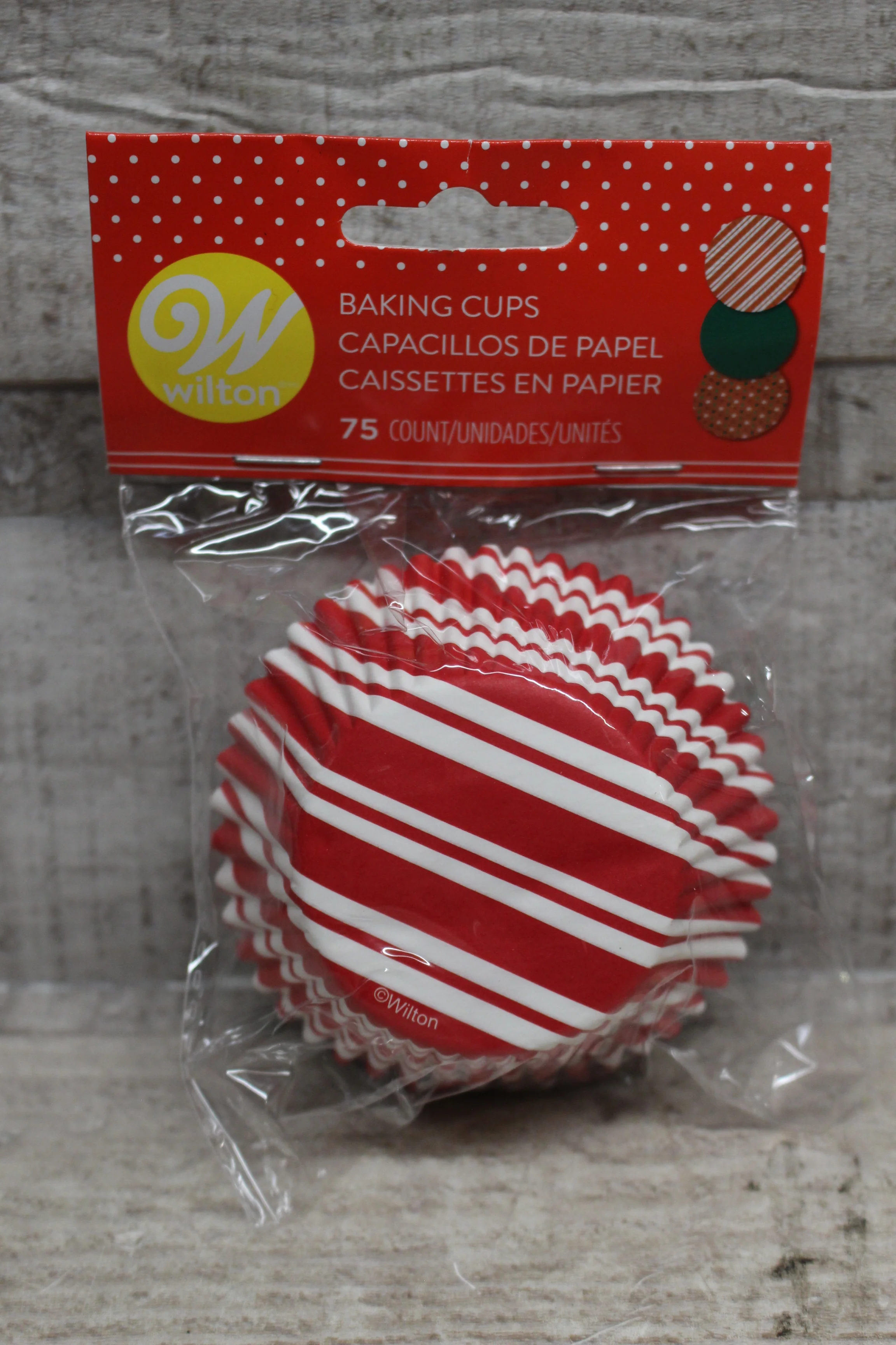 Wilton 75-Pack Of Baking Cups - Christmas Candy Cane Red & White Striped - New