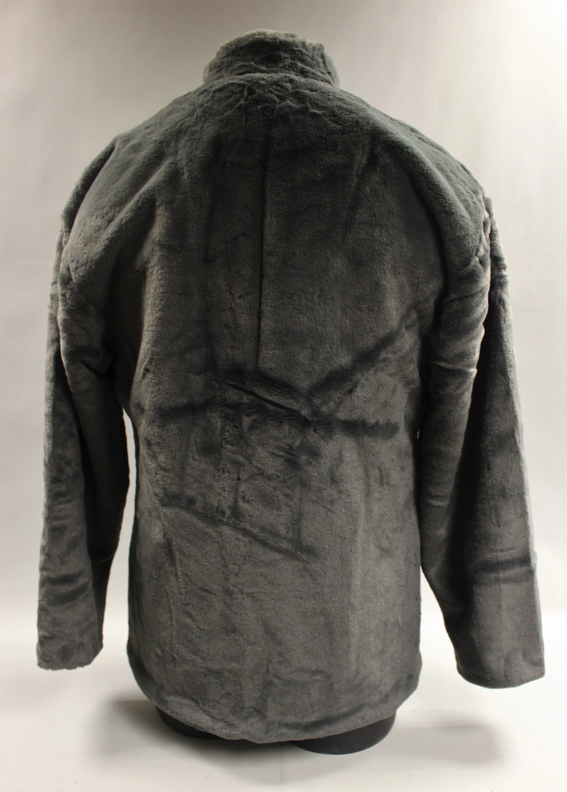 Women's Solid Fuzzy Zipper Long Sleeve Coat Jacket - Small - Gray -New - Image 2