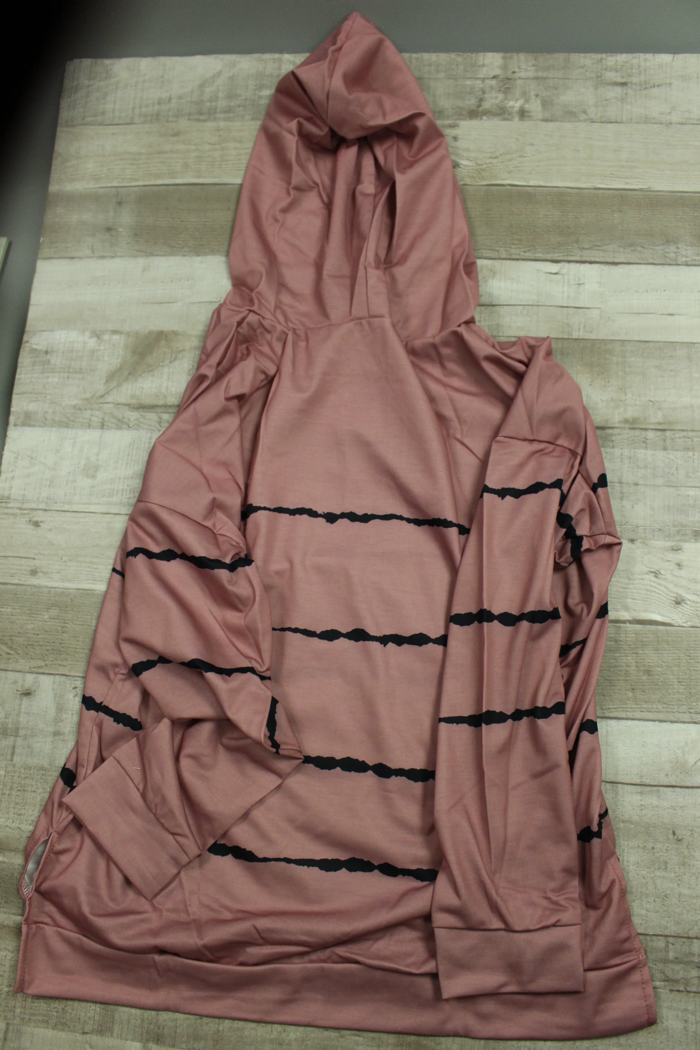 Women's XXL Ultra Soft Striped Hoodie -Pink/Black -New - Image 2