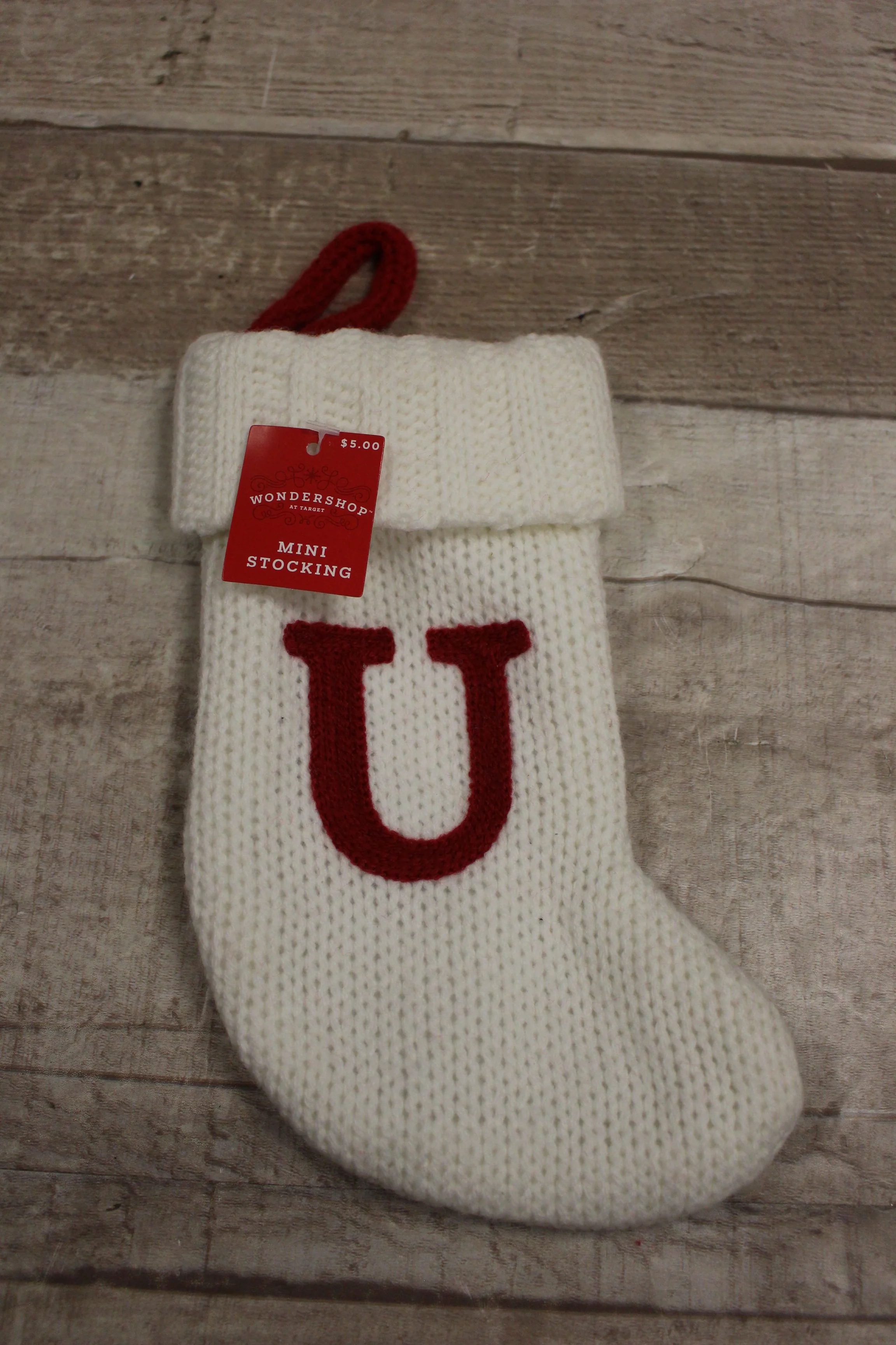 Wondershop By Target Mini Stocking Initial "U" -New