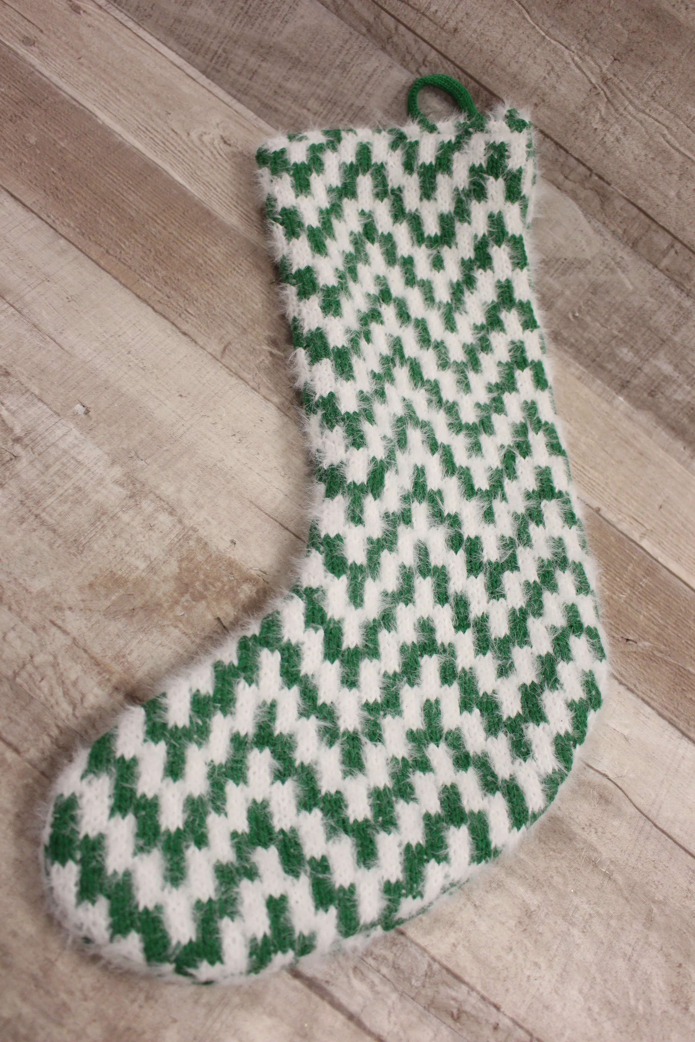 Wondershop By Target Plaid Knitted Style Stocking - Green & White - New - Image 2