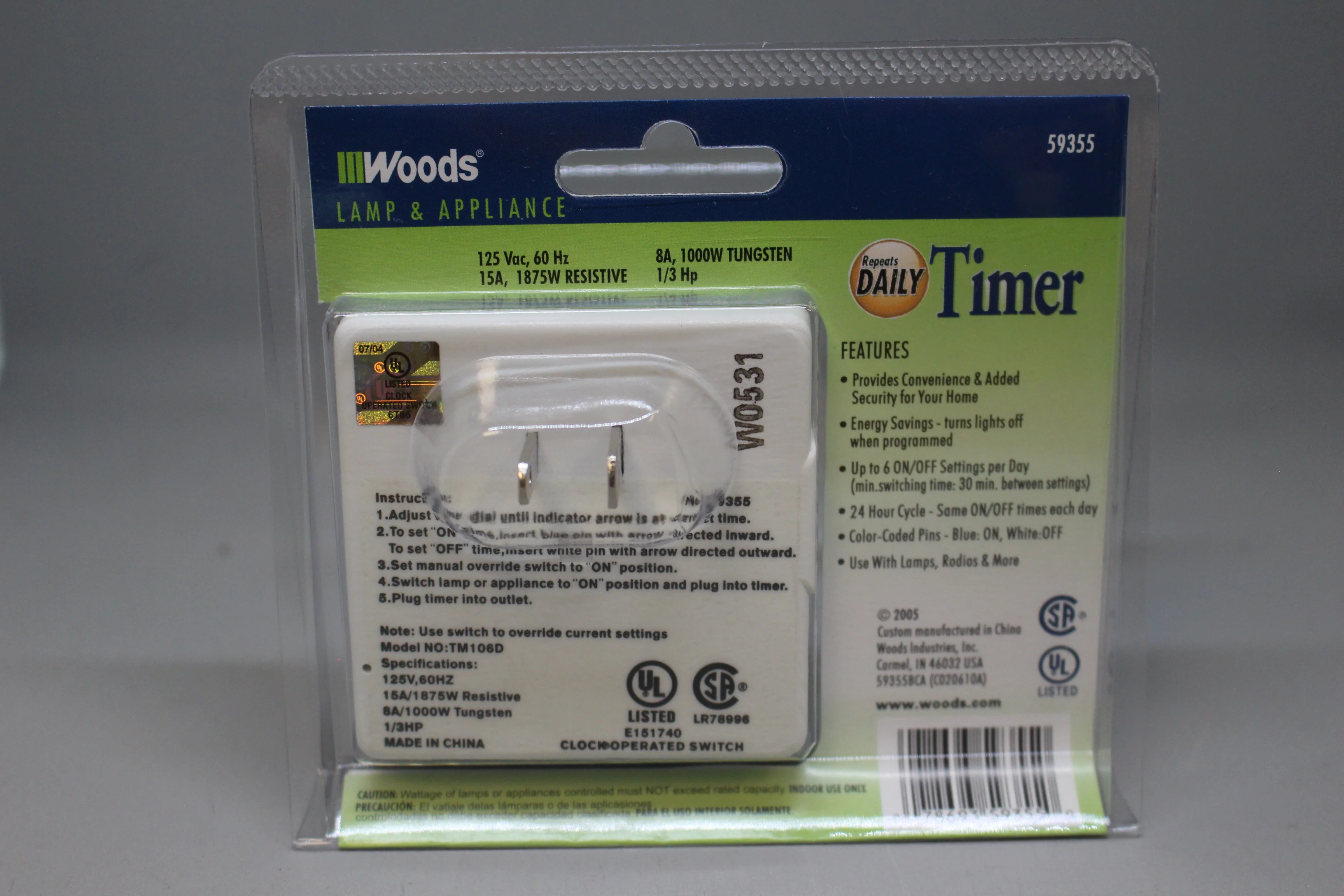 Woods Daily Timer - 59355 - 6 settings per day - New - Image 2