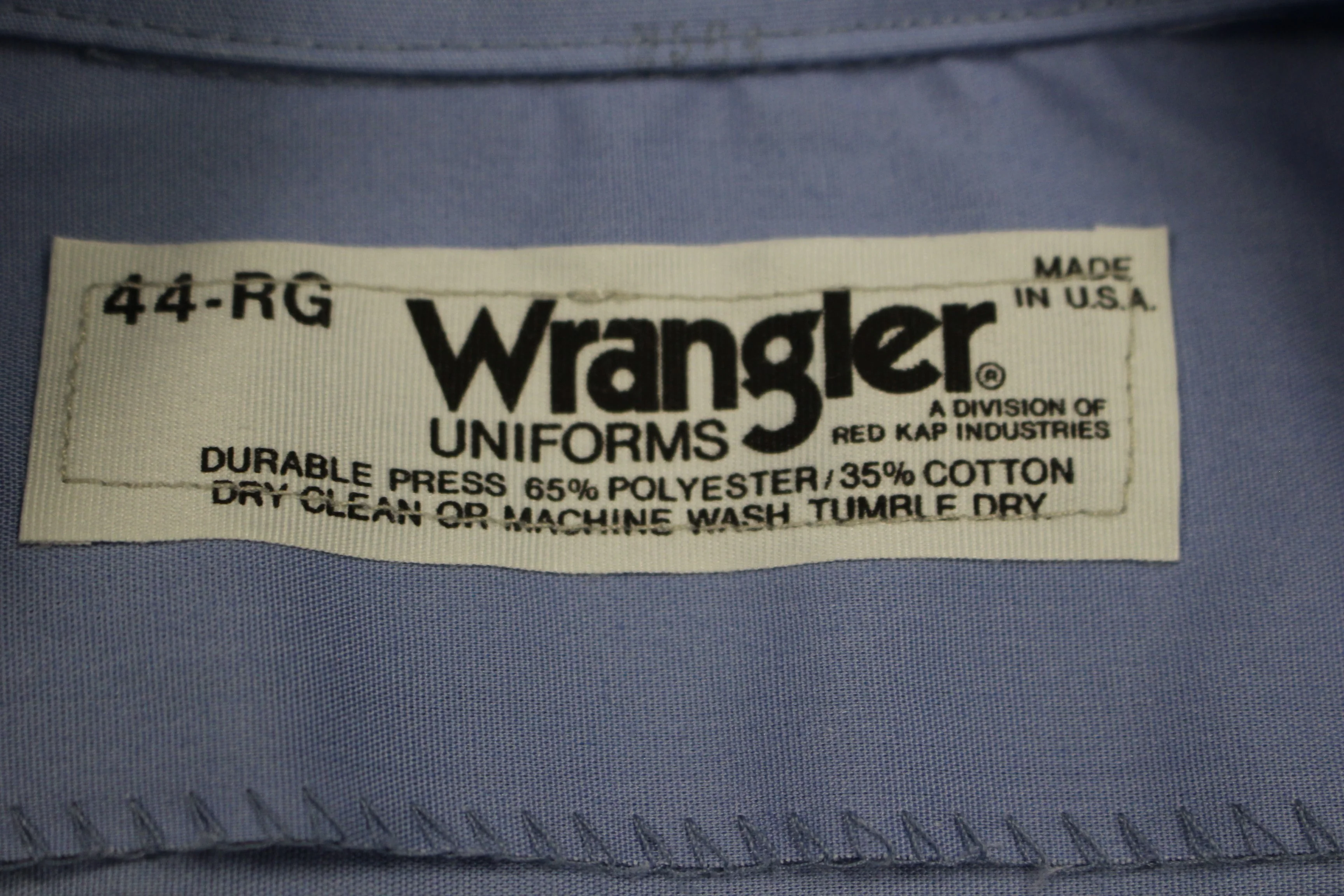 Wrangler Uniform's Men's Button Up Uniform Shirt Size 44R -Blue -Used - Image 4